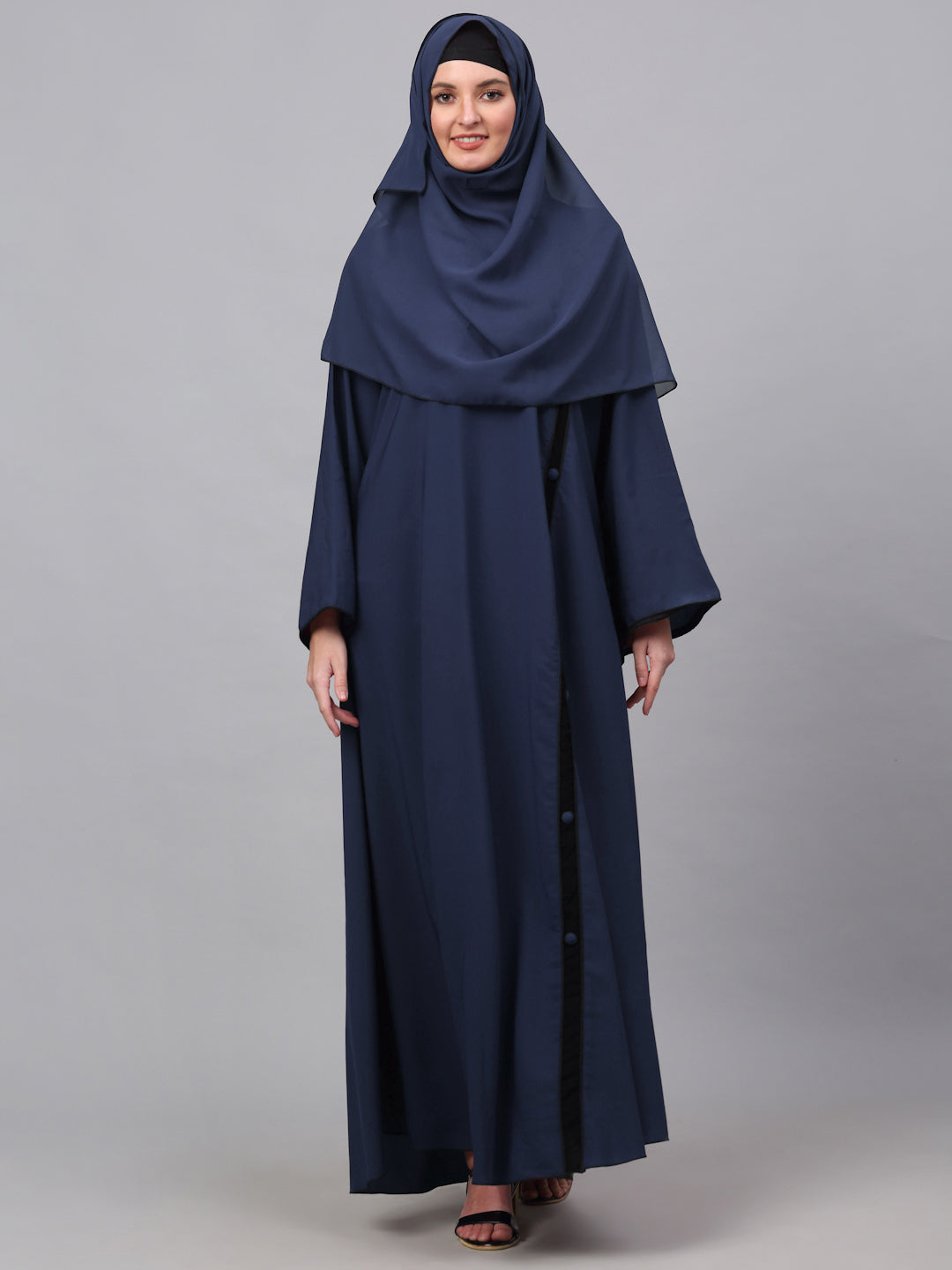 Klotthe Women Blue Embellished Burqa With Scarves