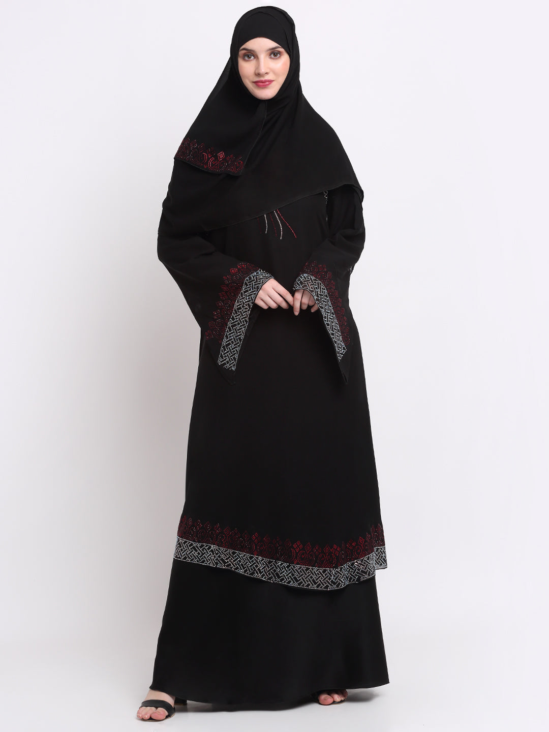 Klotthe Women Black Solid Burqa With Scarf