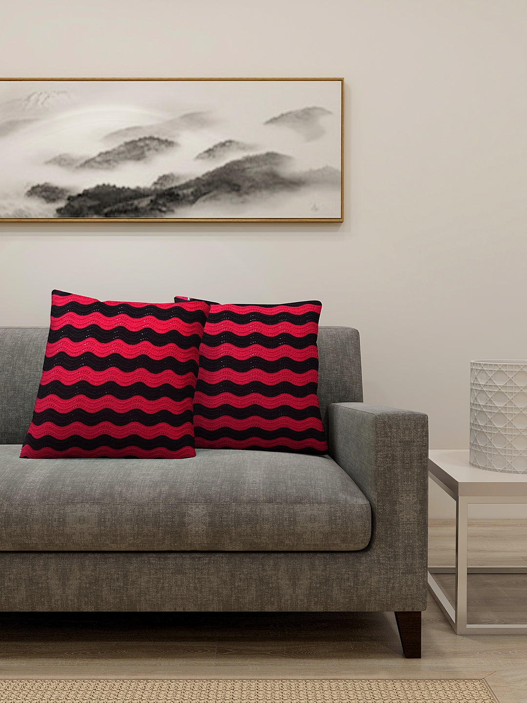 KLOTTHE Set of Two Multi Poly Cotton Cushion Covers With Microfibre Fillers (40X40 cm)