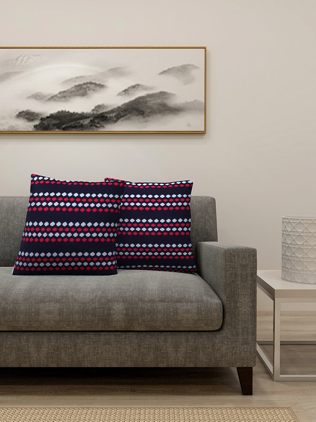 KLOTTHE Set of Two Multi Poly Cotton Cushion Covers With Microfibre Fillers (40X40 cm)