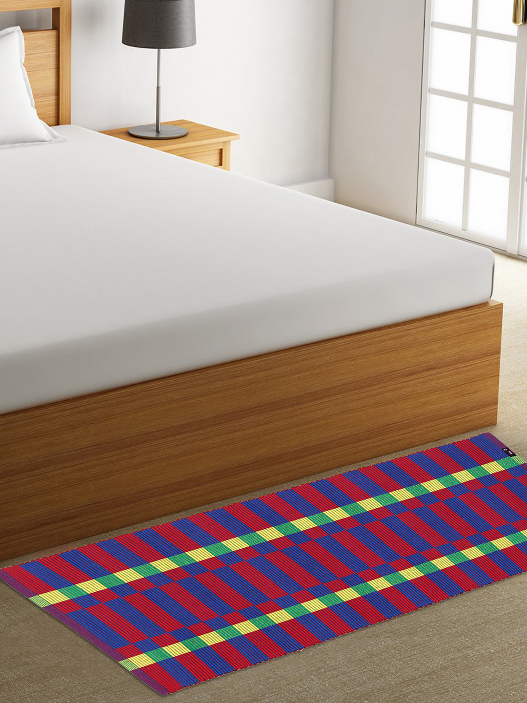 Klotthe Multicolor Rectangular Geometric Cotton Anti-Skid Rugs