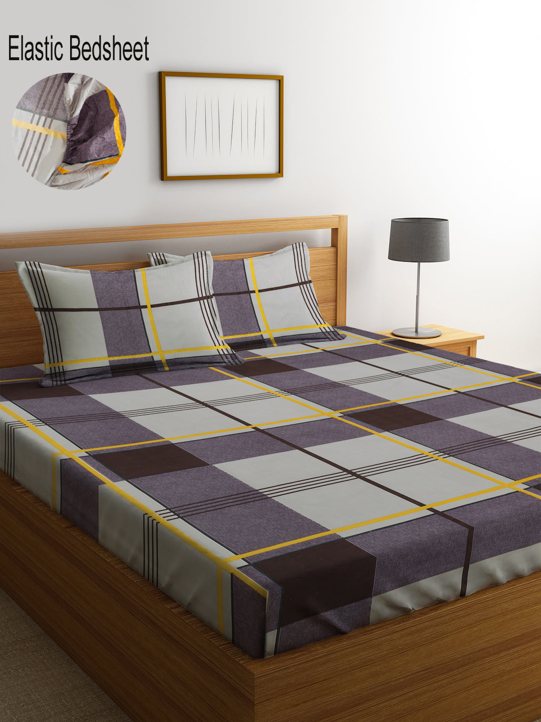 Book Fold King Size Elastic Fitted Bedsheet with Two Pillow Covers by KLOTTHE® (245 x 225 CM) (Latest Collection)