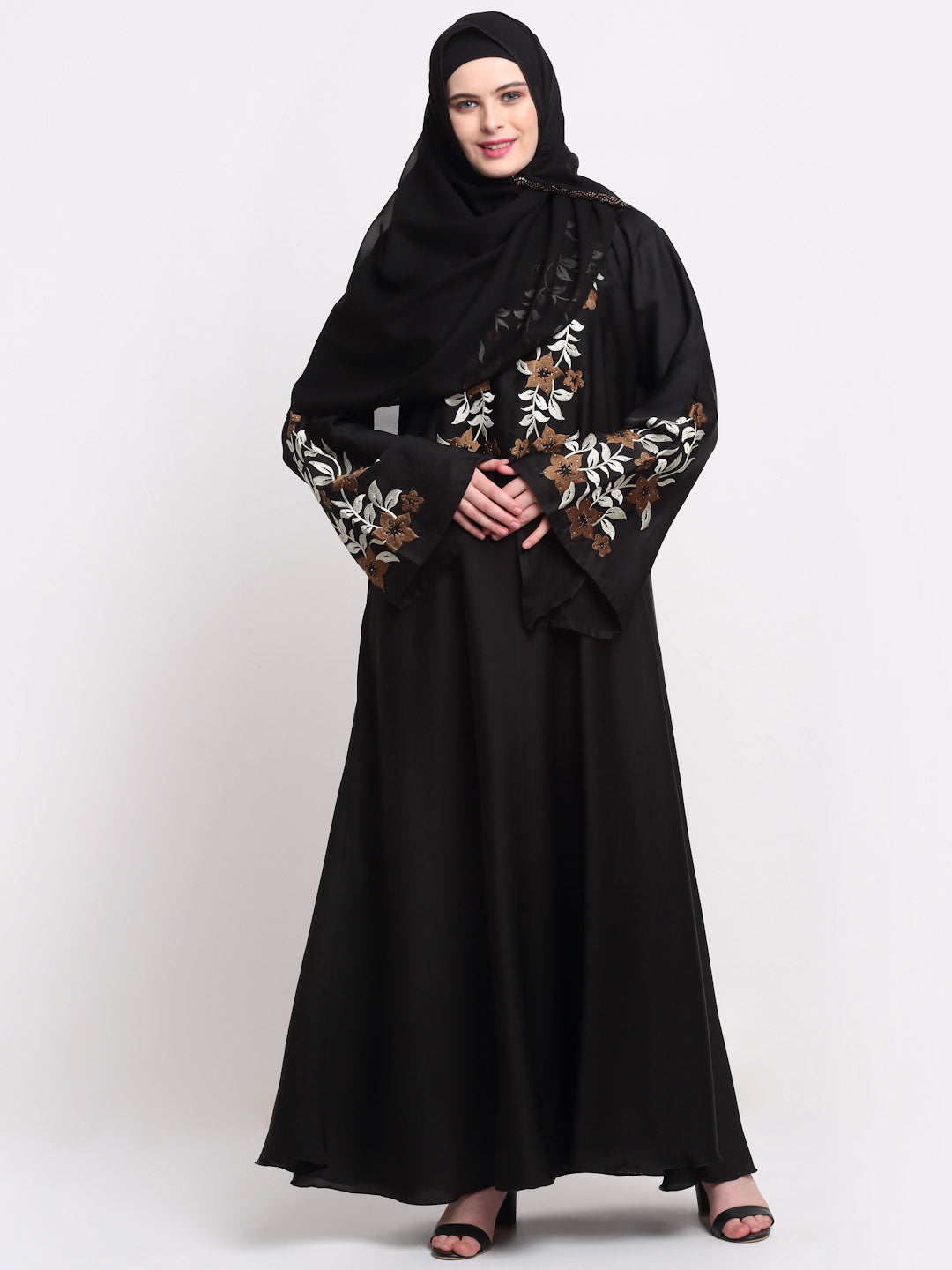 Klotthe Women Black Solid Burqa With Scarf