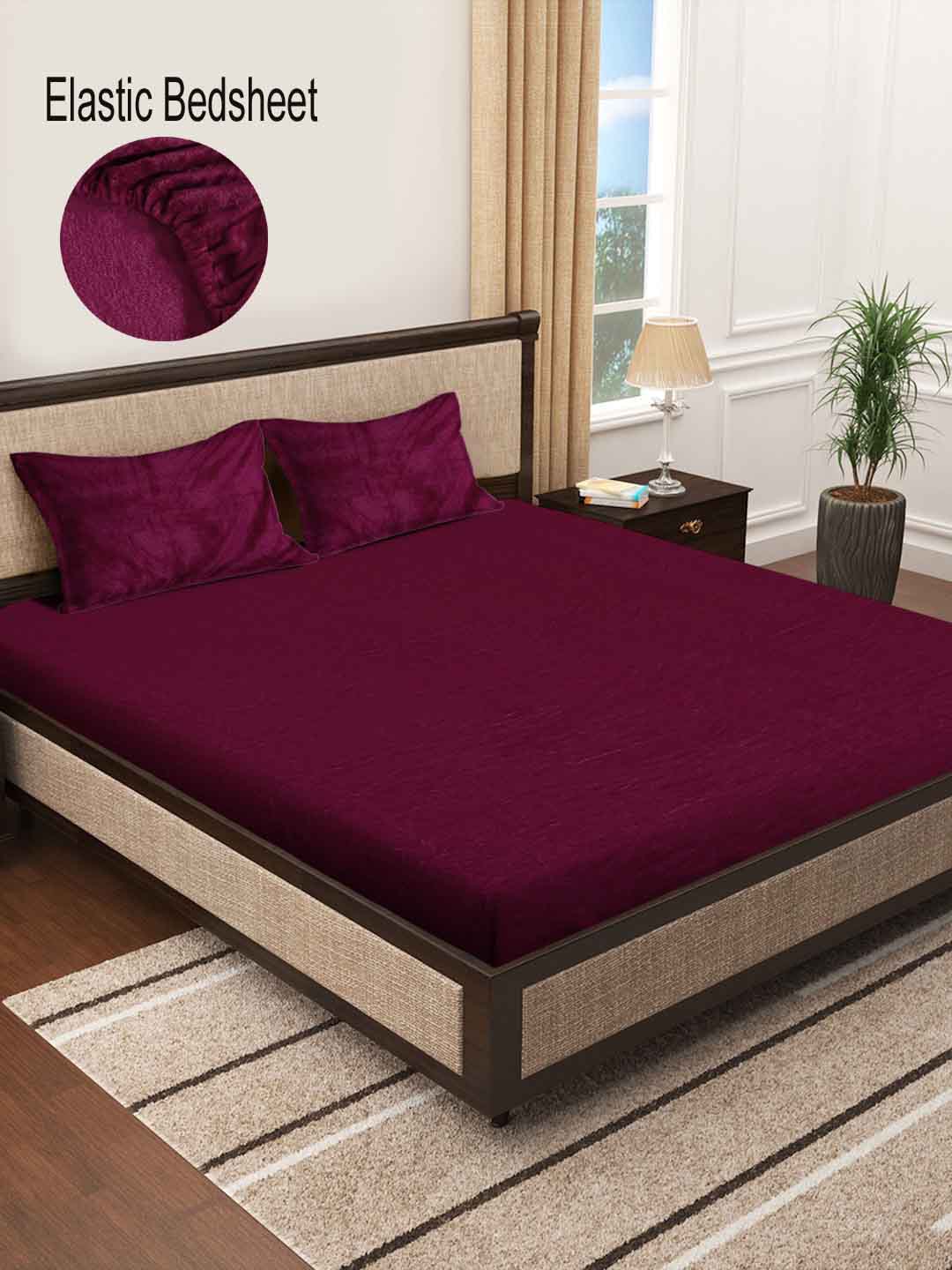 Woolen Fleece King Size Fitted Bedsheets with 2 Pillow Covers by KLOTTHE® (Winter Special)