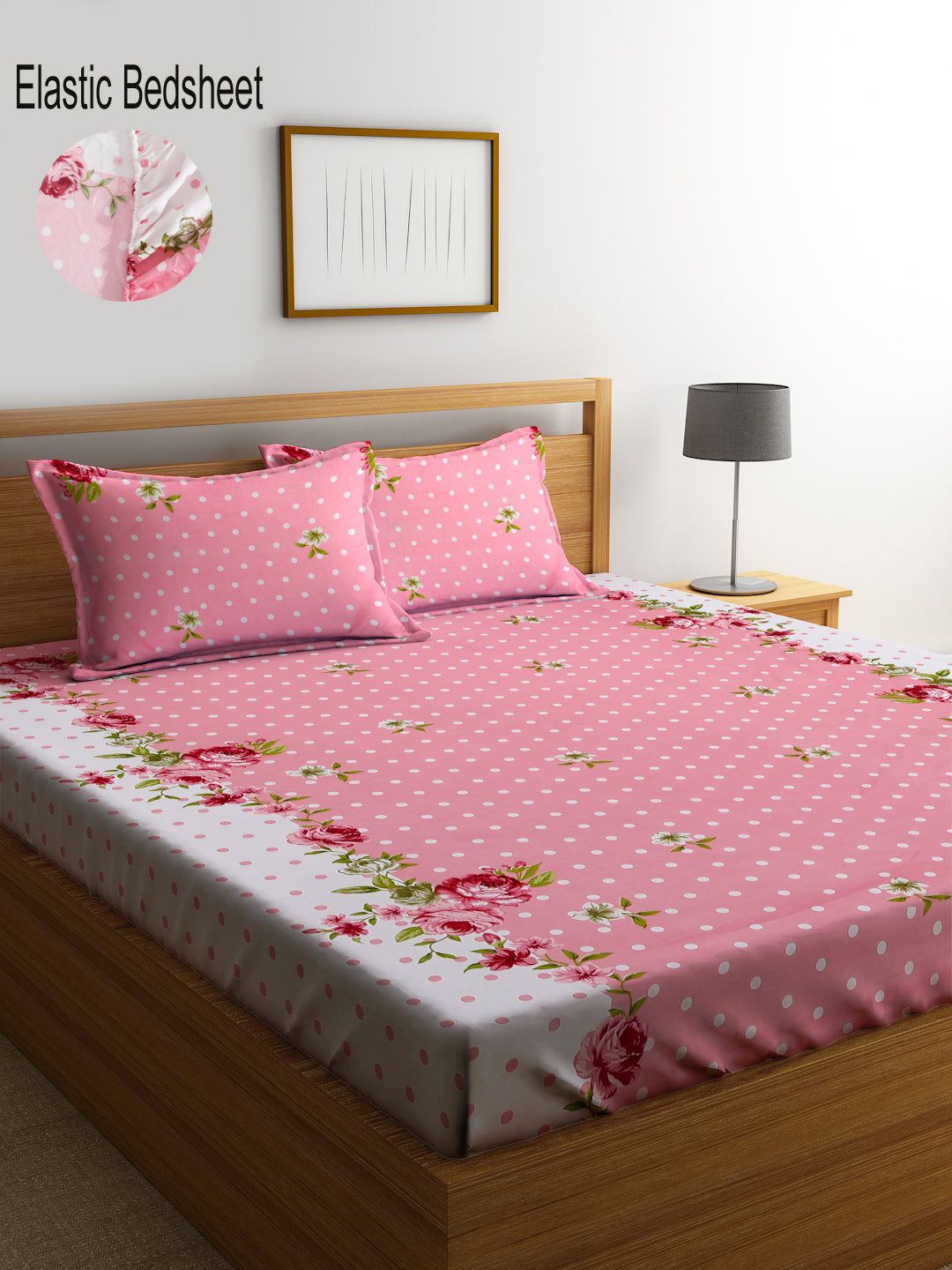 Book Fold King Size Elastic Fitted Bedsheet with Two Pillow Covers by KLOTTHE® (245 x 225 CM) (Latest Collection)