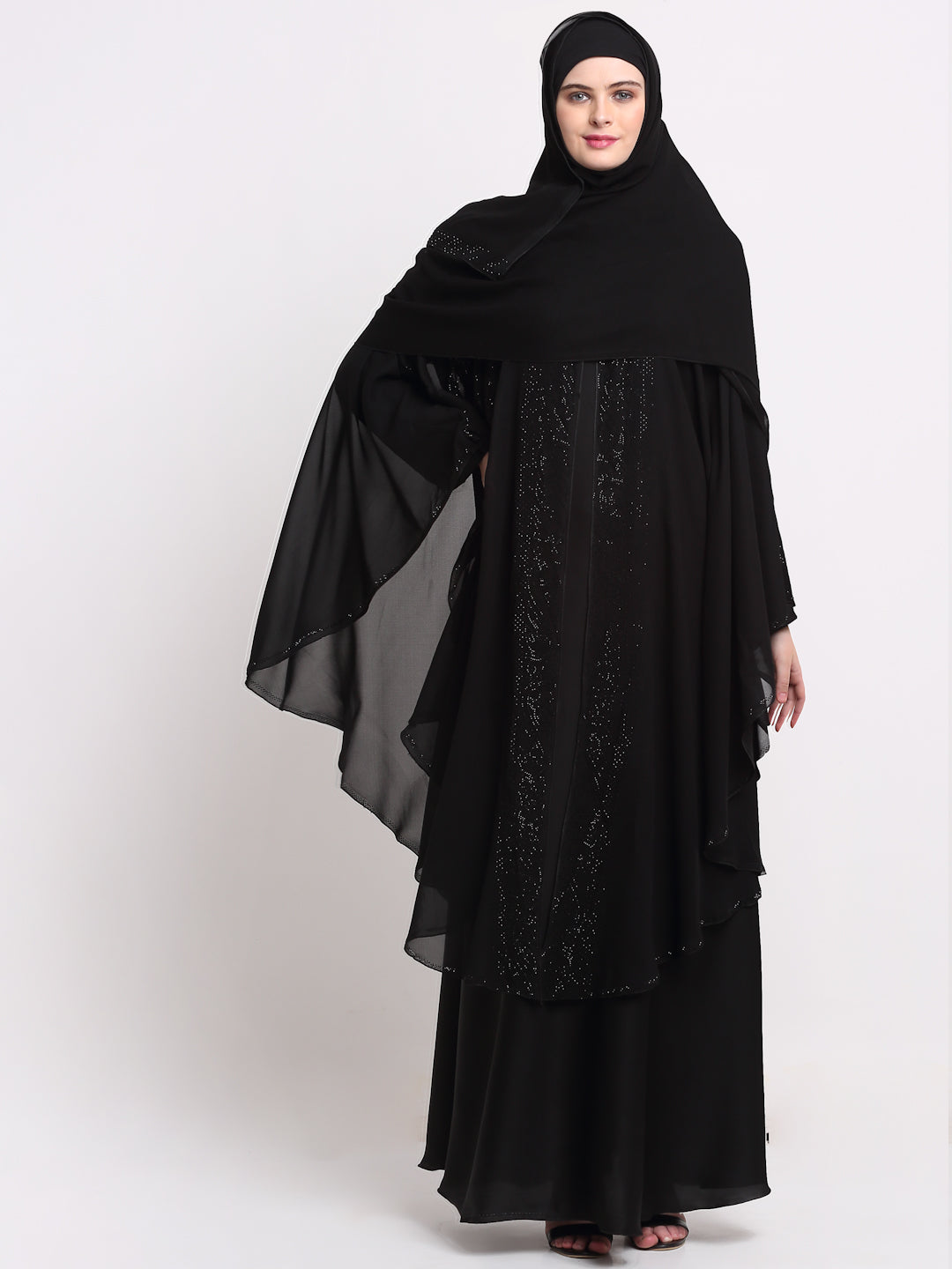 Klotthe Women Black Solid Burqa With Scarf