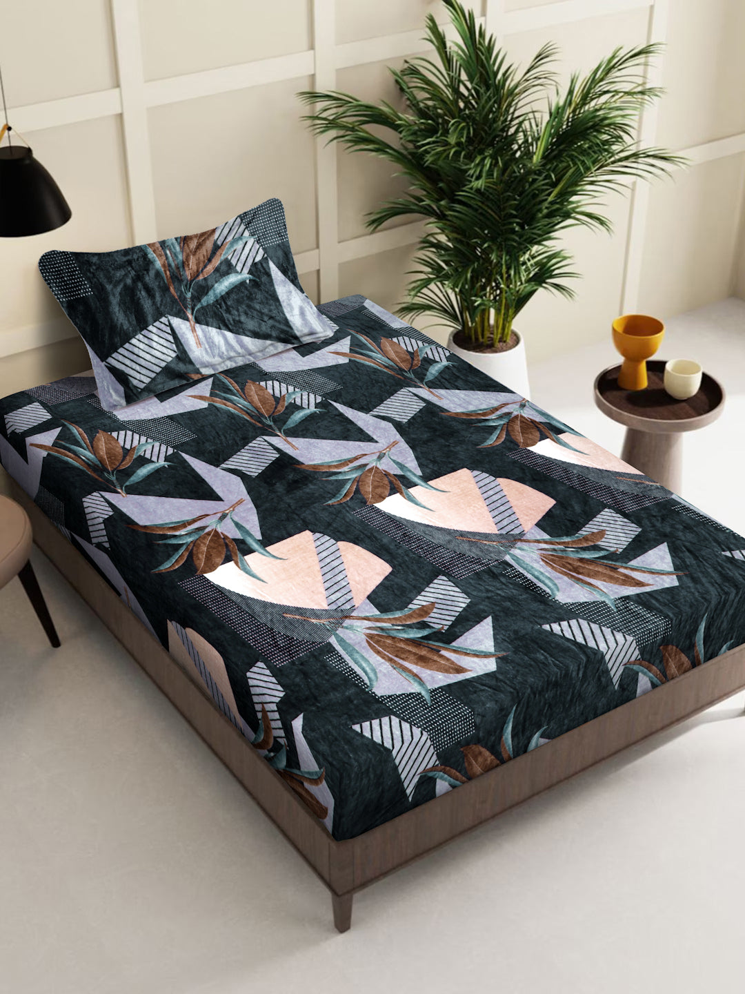 Klotthe Multi Floral Woolen Single Bed Sheet with Pillow Cover