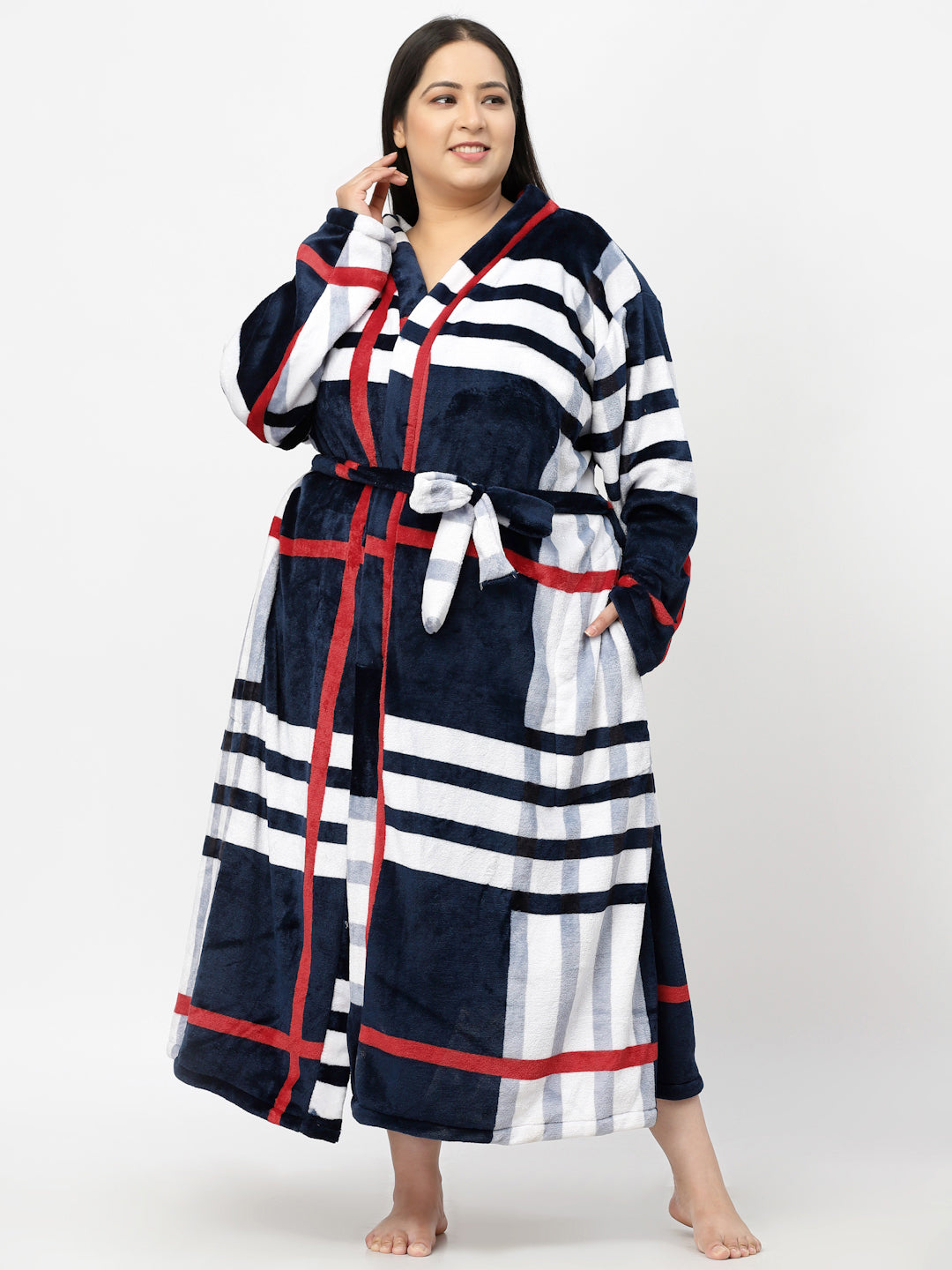 Klotthe Women MultiColor Printed Bath Robe With Belt