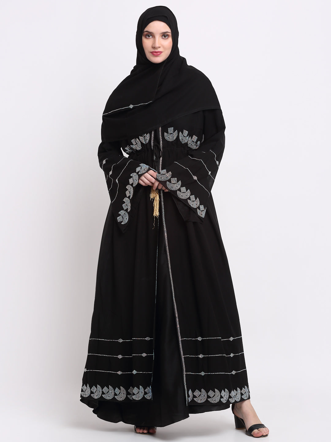 Klotthe Women Black Solid Burqa With Scarf