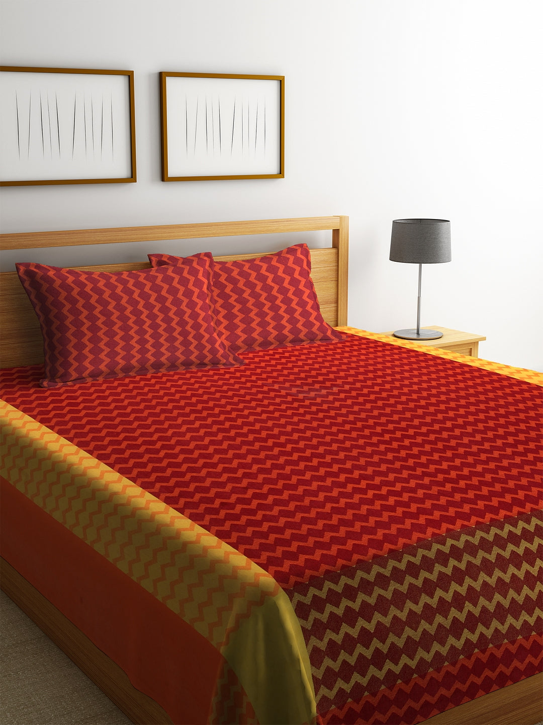 100% Pure Cotton King Size Handwoven Bed Cover with Two Pillow Covers by KLOTTHEĀ® (Green)