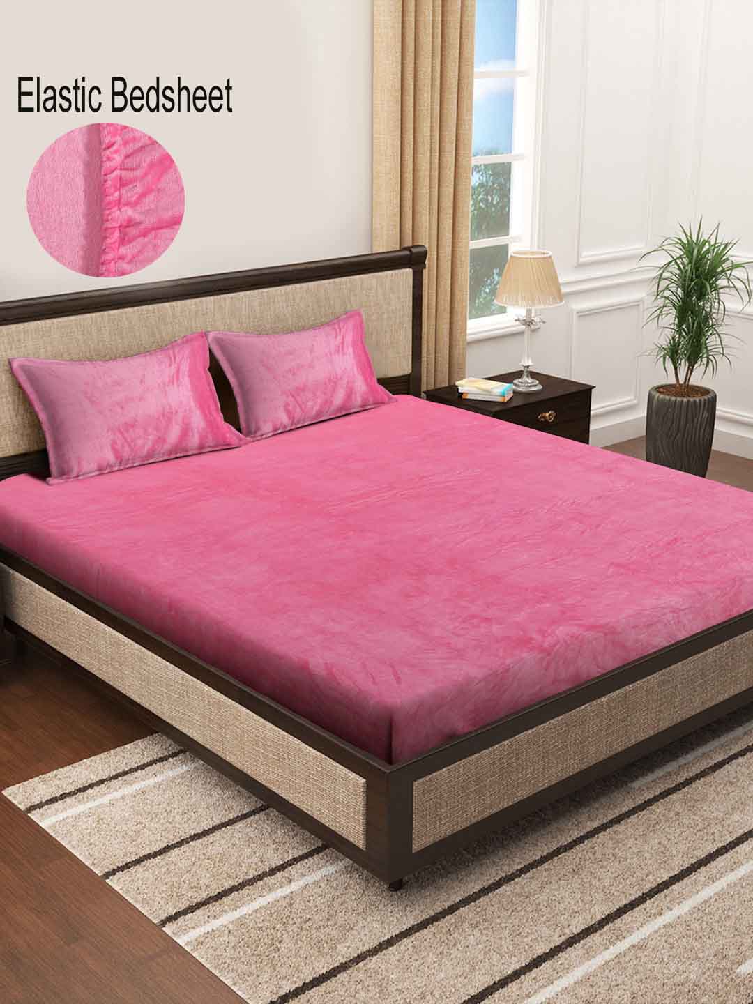 Woolen Fleece King Size Fitted Bedsheets with 2 Pillow Covers by KLOTTHE® (Winter Special)