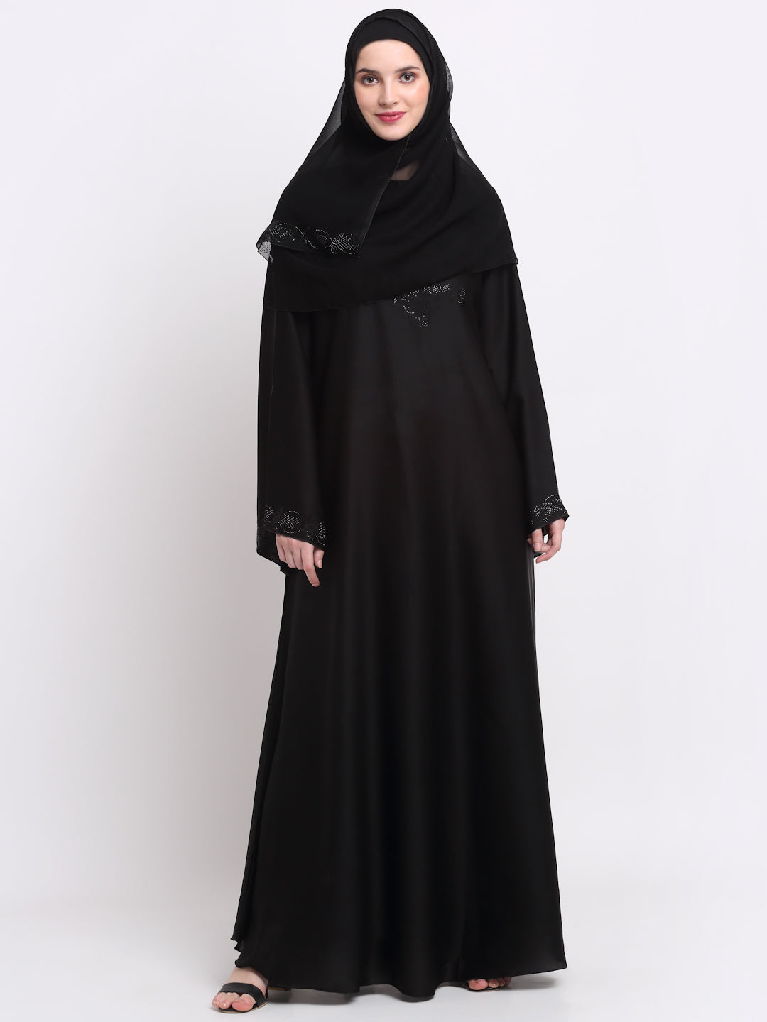 Klotthe Women Black Solid Burqa With Scarf