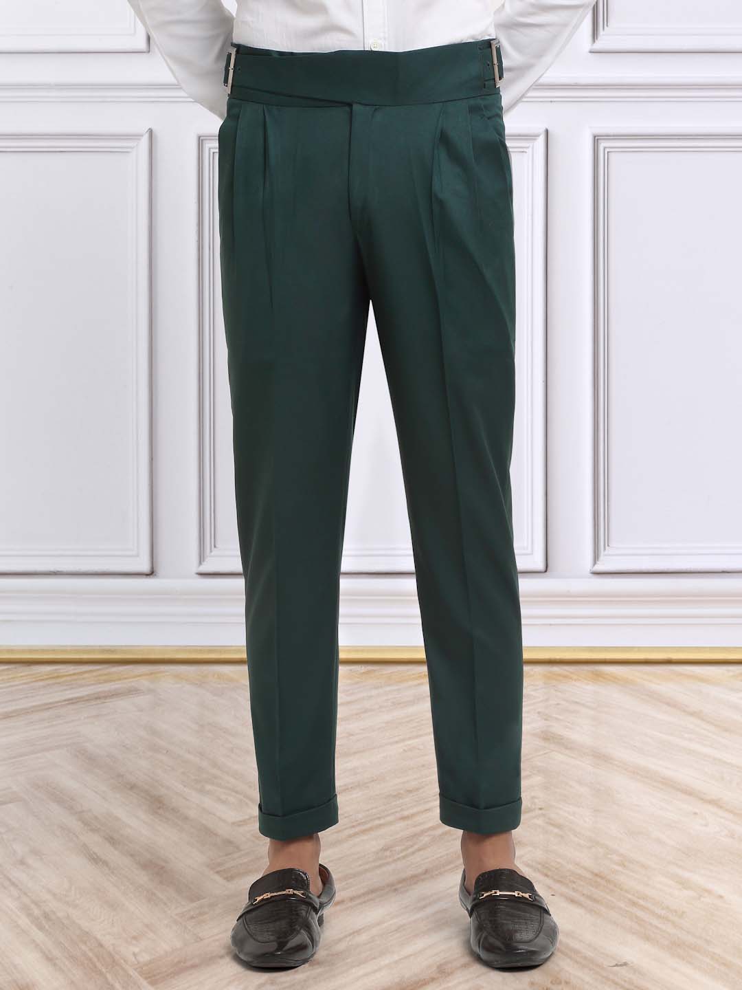 Italian Style Formal Gurkha Pant-BottleGreen