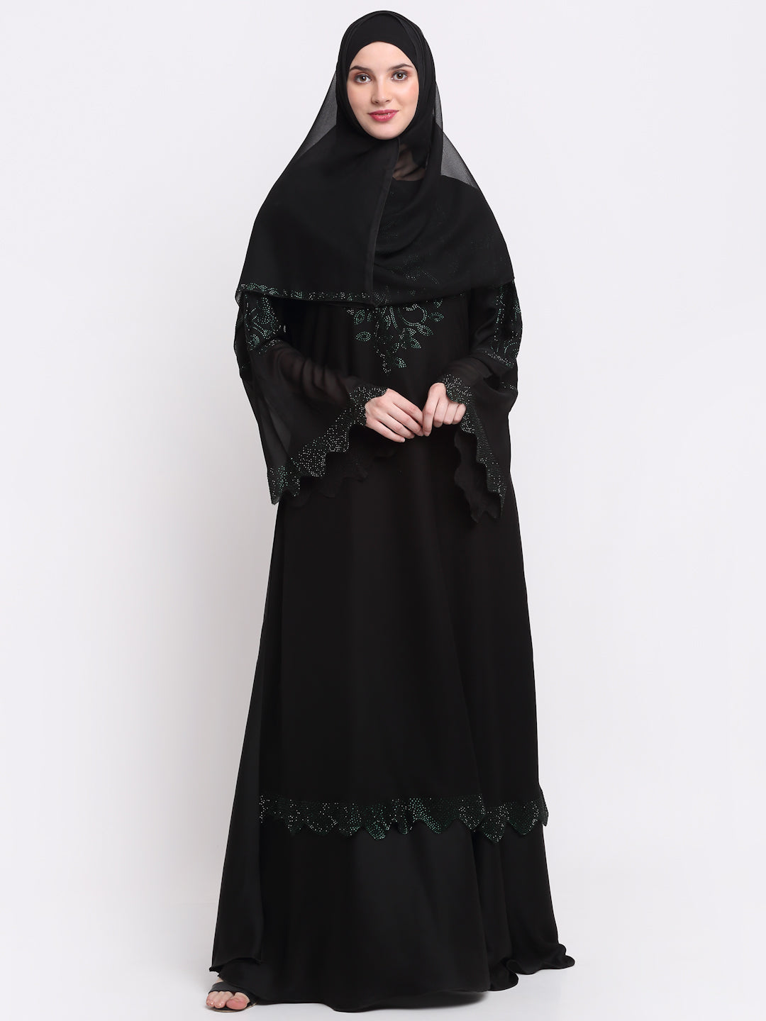 Klotthe Women Black Solid Burqa With Scarf
