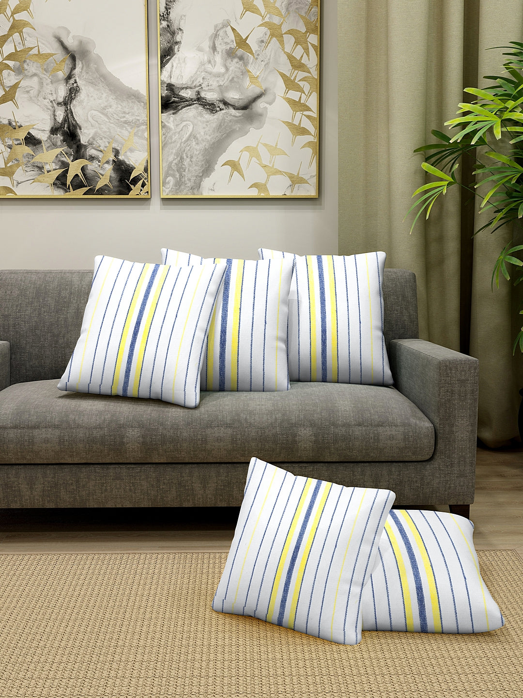 KLOTTHE Set of Five White Poly Cotton Cushion Covers With Microfibre Fillers (35X35 cm)