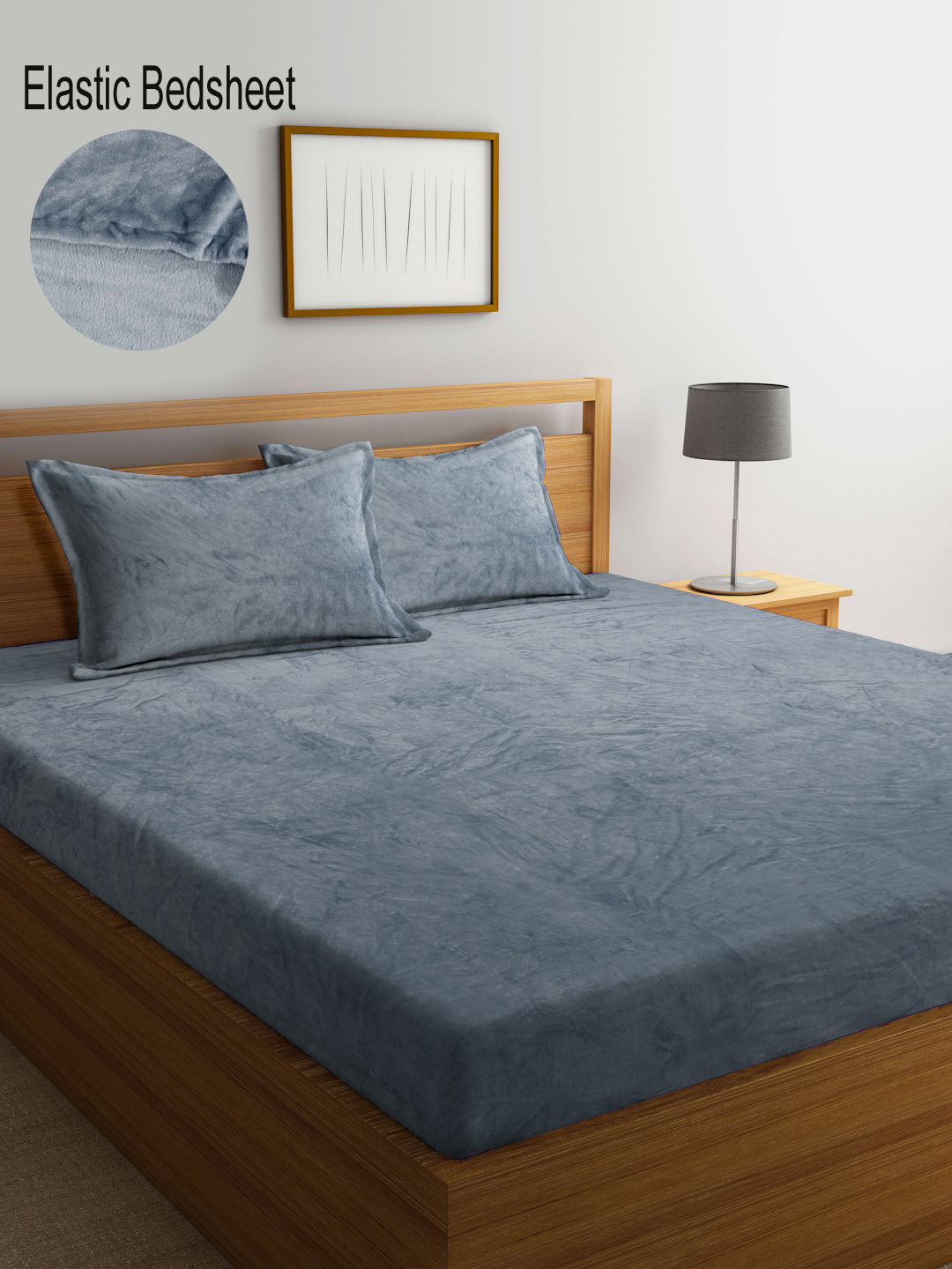 Woolen Fleece King Size Fitted Bedsheets with 2 Pillow Covers by KLOTTHE® (Winter Special)