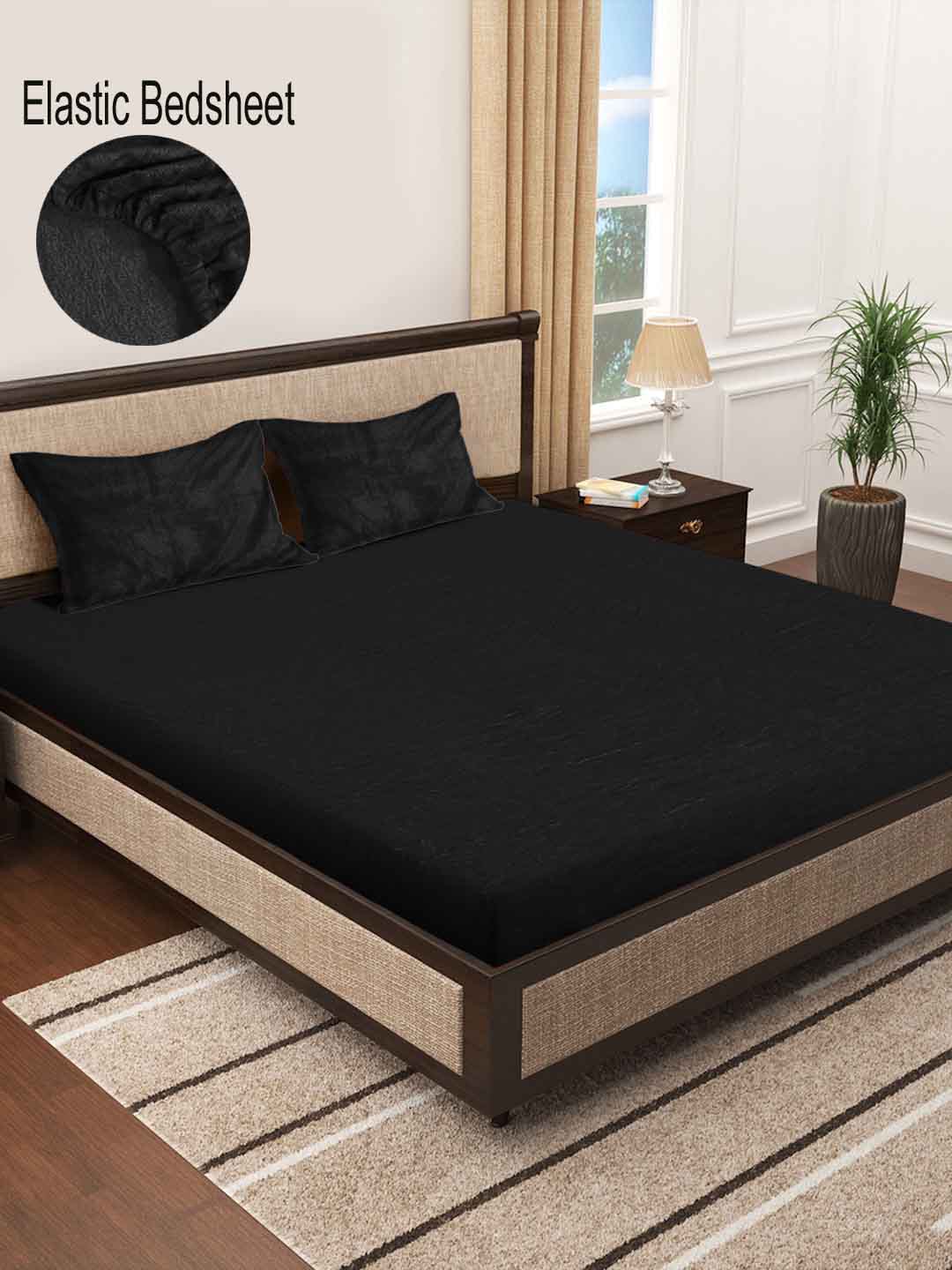 Woolen Fleece King Size Fitted Bedsheets with 2 Pillow Covers by KLOTTHE® (Winter Special)