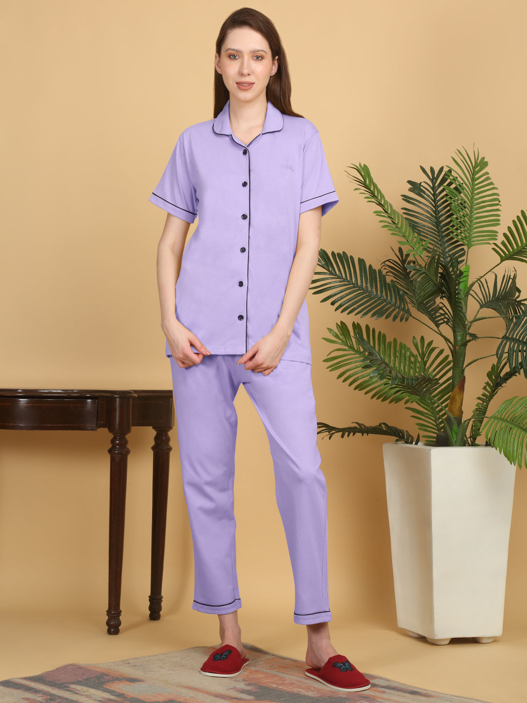 Solid Cotton Night Suits for Women by KLOTTHEĀ®
