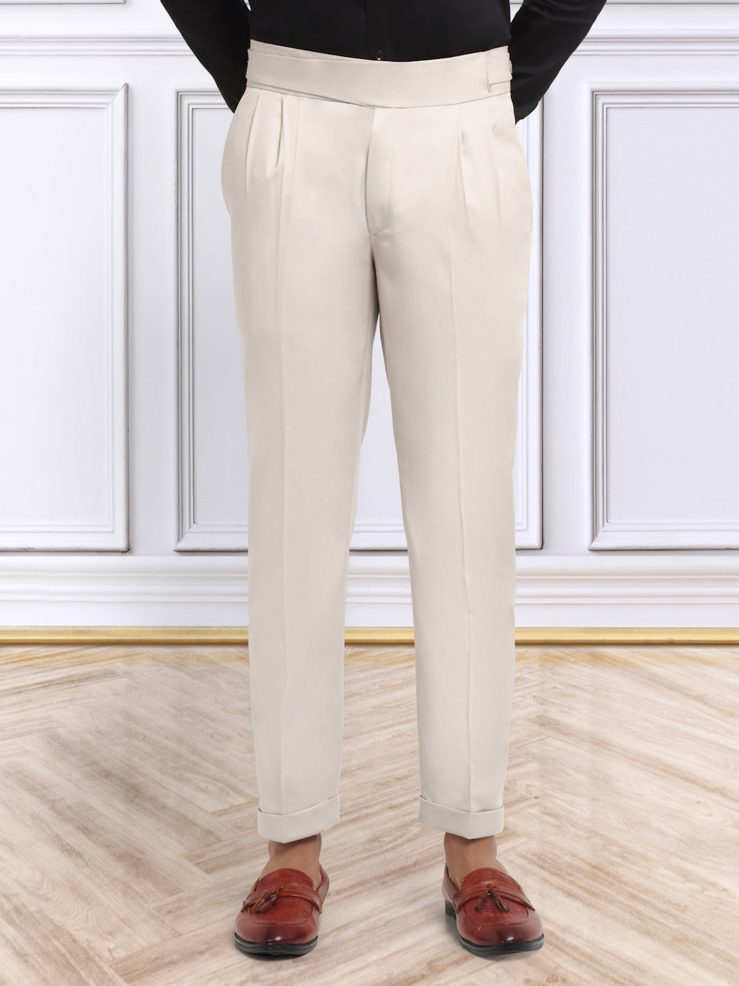 Italian Style Formal Gurkha Pant-Cream