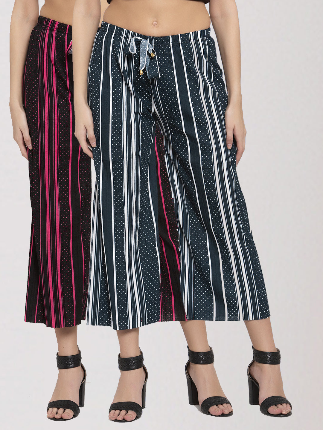 KLOTTHE Set of Two Multi Viscose Rayon Printed Women Palazzos