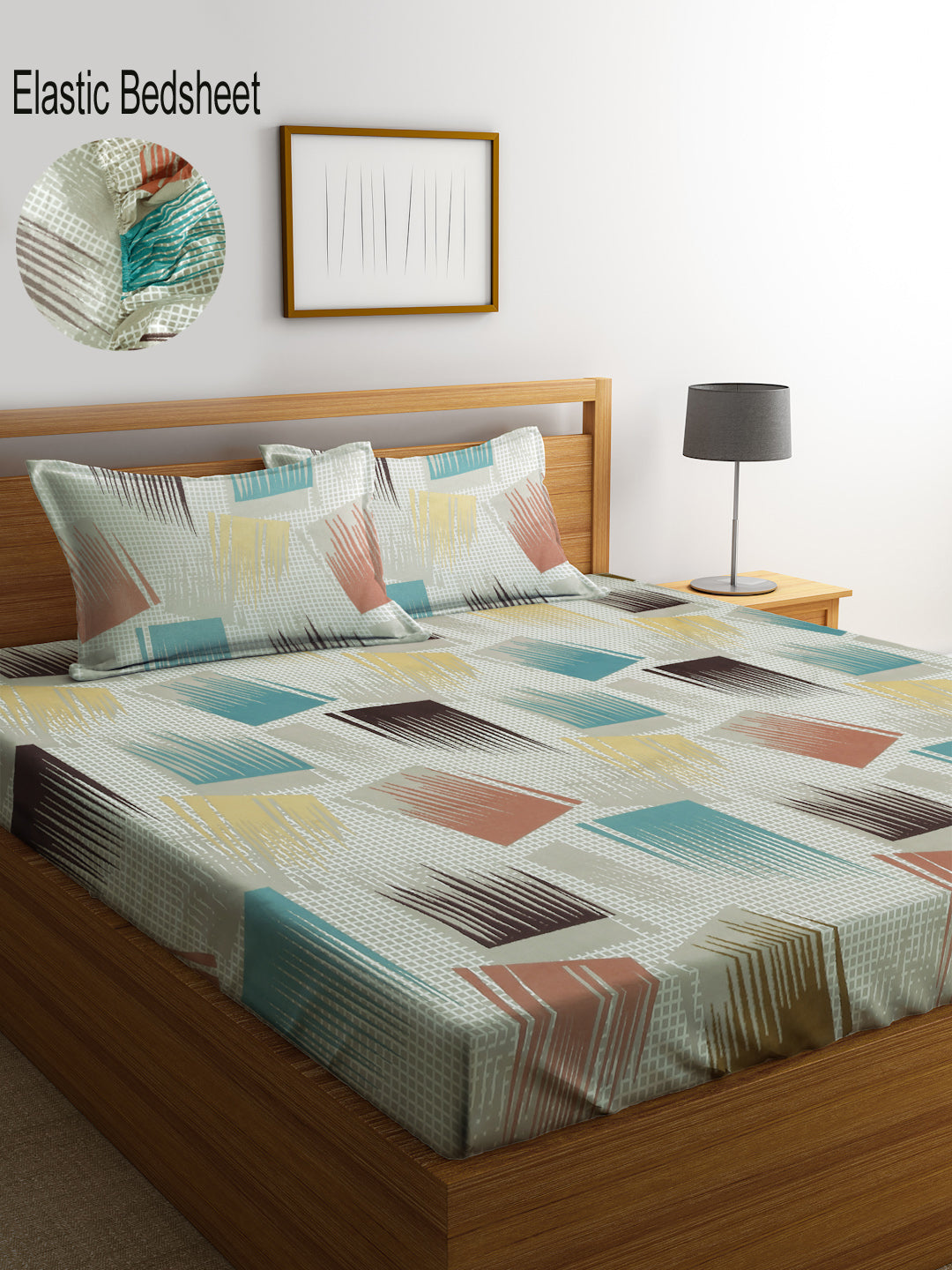 Book Fold King Size Elastic Fitted Bedsheet with Two Pillow Covers by KLOTTHE® (245 x 225 CM) (Latest Collection)