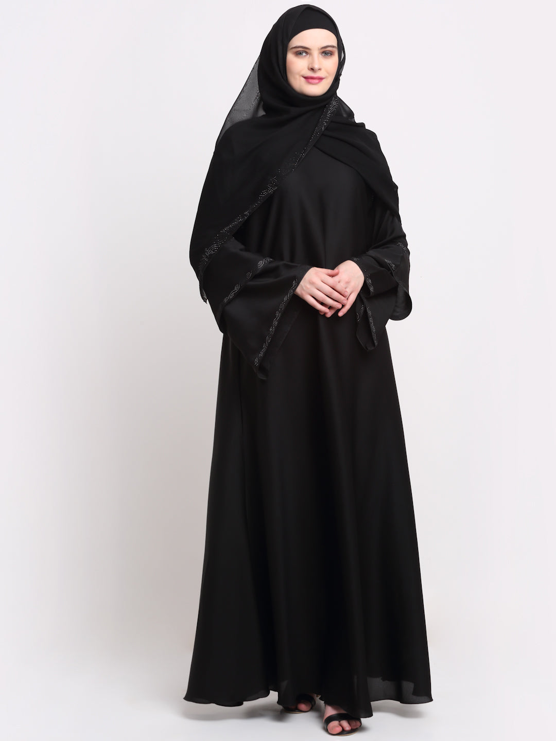 Klotthe Women Black Solid Burqa with Scarf