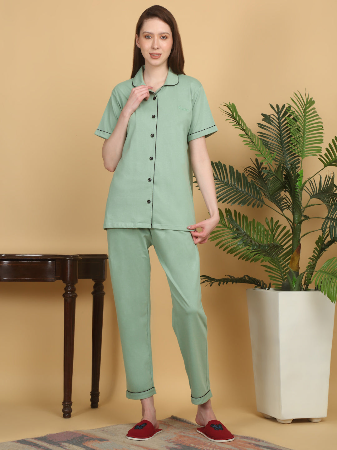 Solid Cotton Night Suits for Women by KLOTTHEĀ®