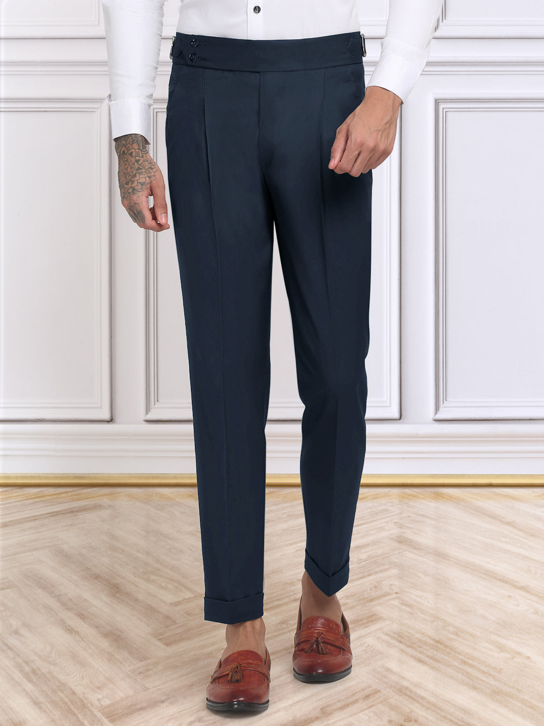 Klotthe Men's Slim Fit Formal Trouser-Navyblue