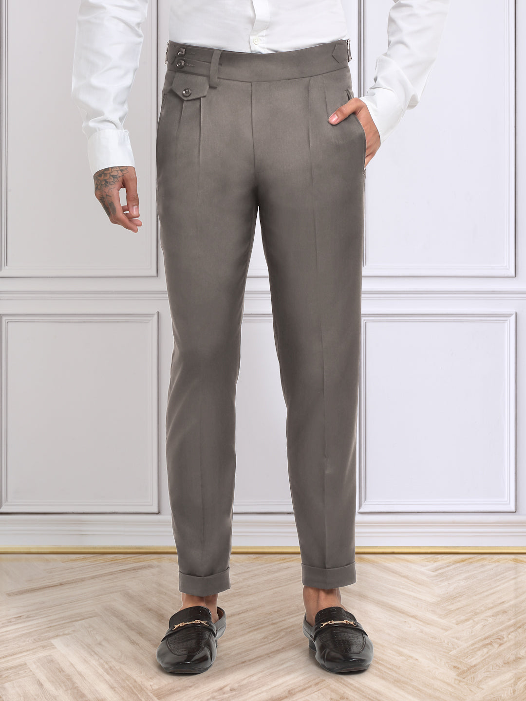 Italian Style Formal Gurkha Pant-Brown