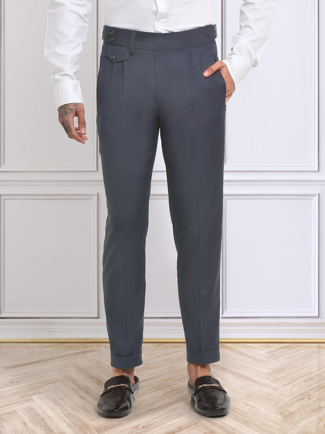 Italian Style Formal Gurkha Pant-LightBlue