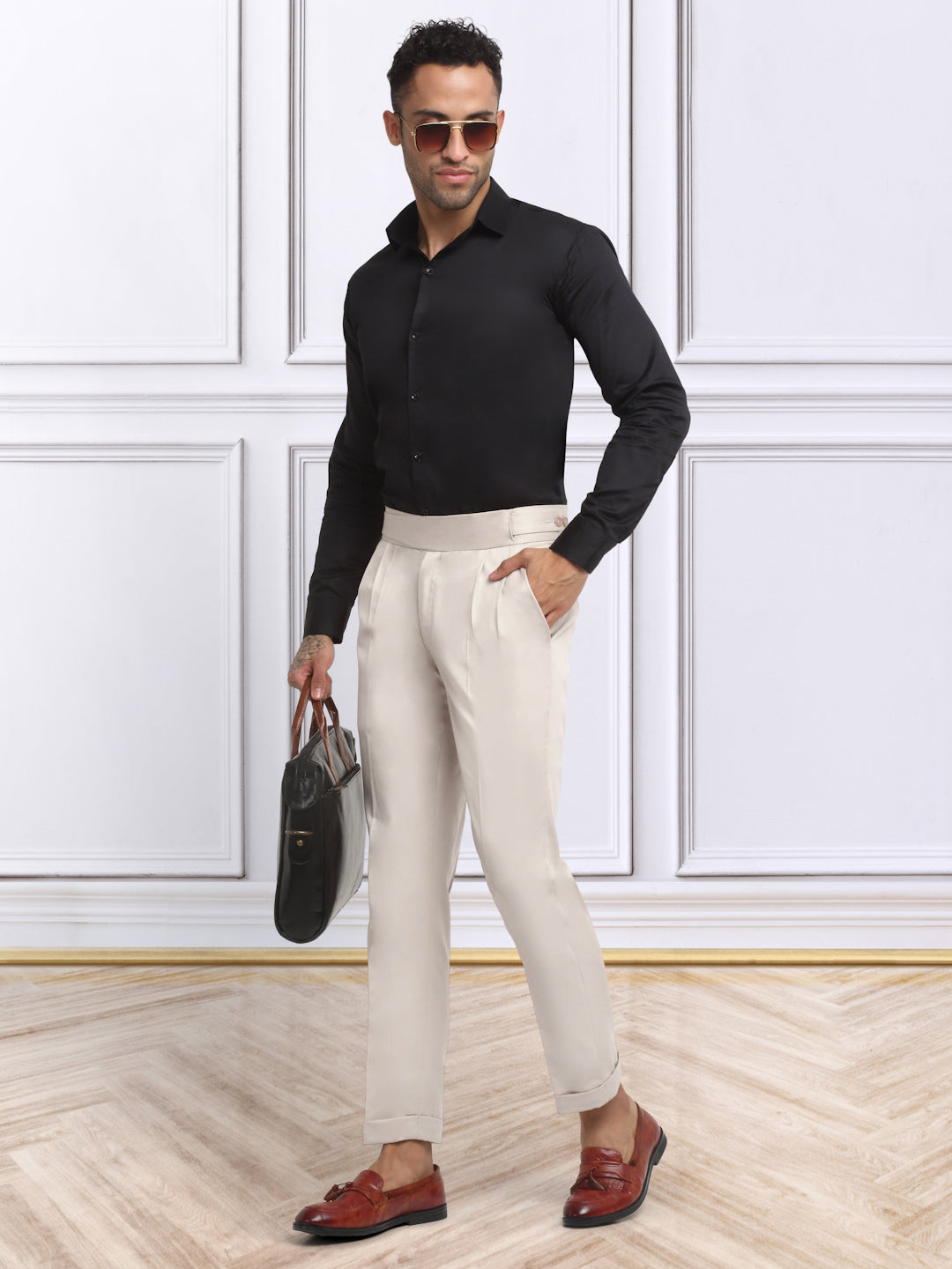 Italian Style Formal Gurkha Pant-Cream