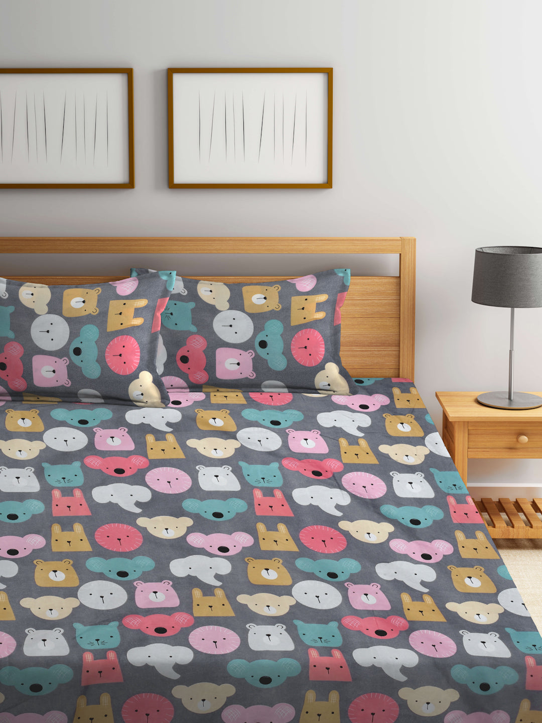 King Size Elastic Fitted Bedsheet with 2 Pillow Covers by KLOTTHEĀ® (Kid's Edition)
