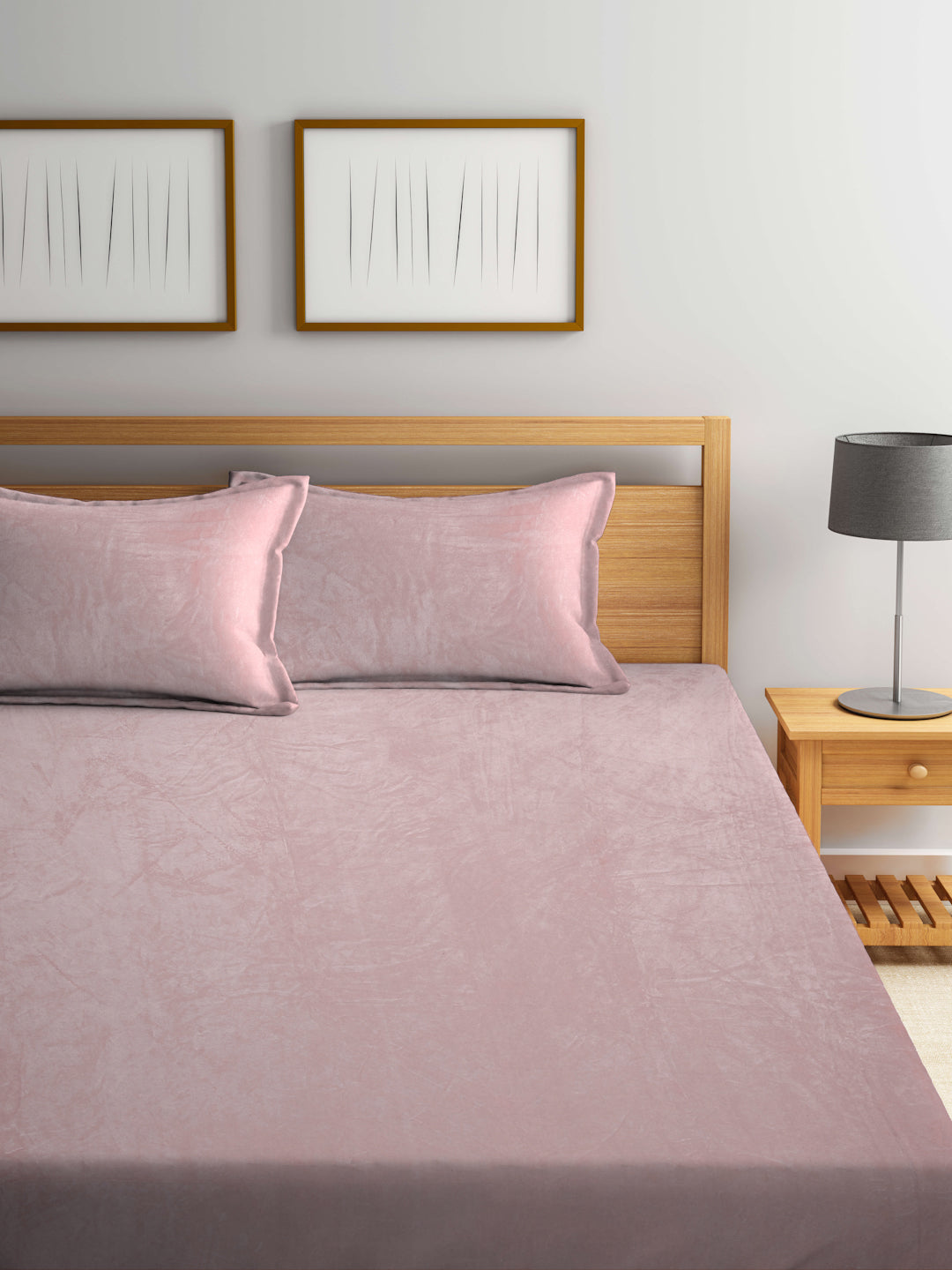 Klotthe LightPink Solid Woolen Double Bed Sheet with 2 Pillow Covers