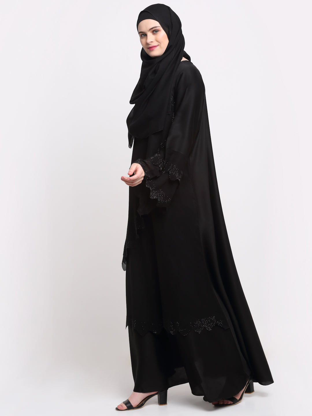 Klotthe Women Black Solid Burqa With Scarf