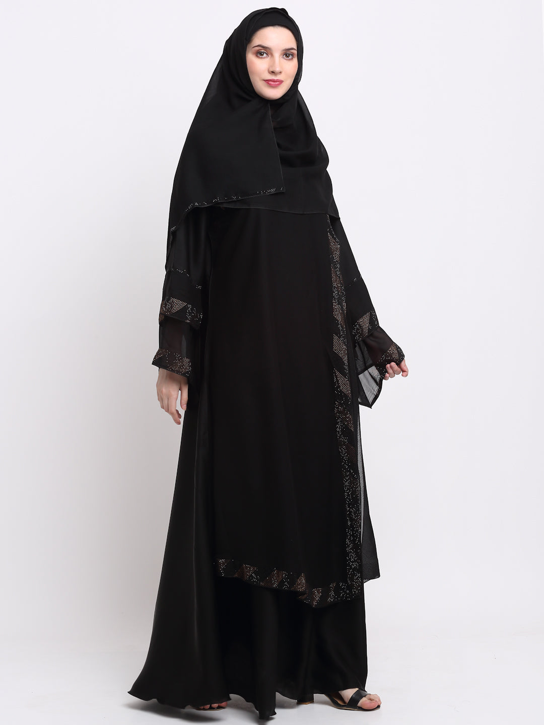 Klotthe Women Black Solid Burqa with Scarf