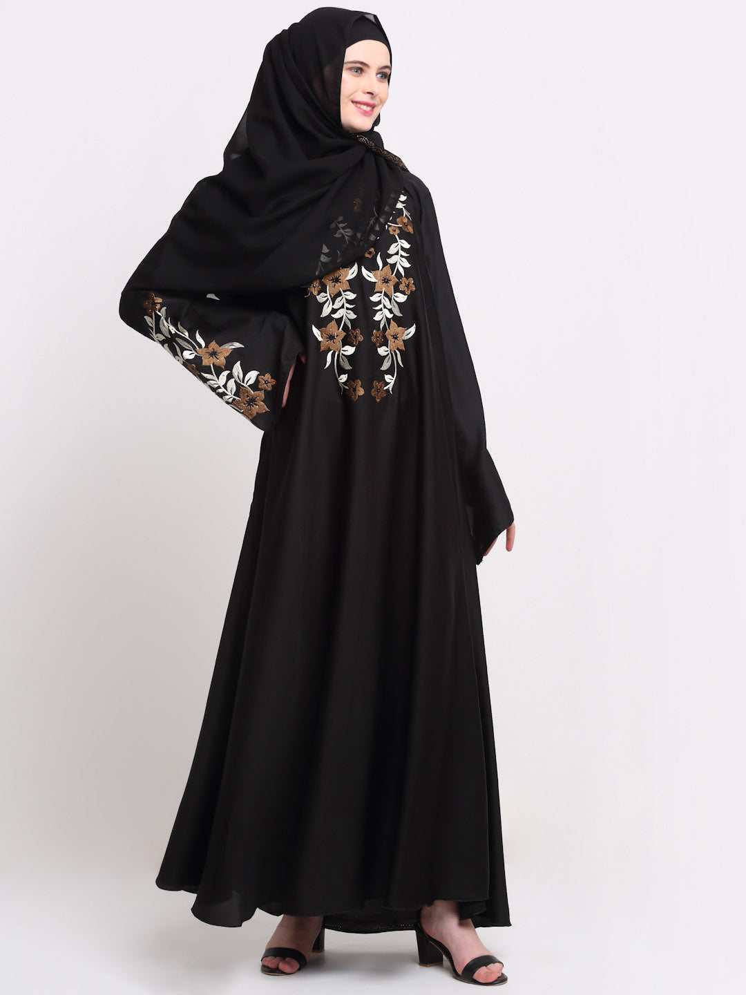 Klotthe Women Black Solid Burqa With Scarf