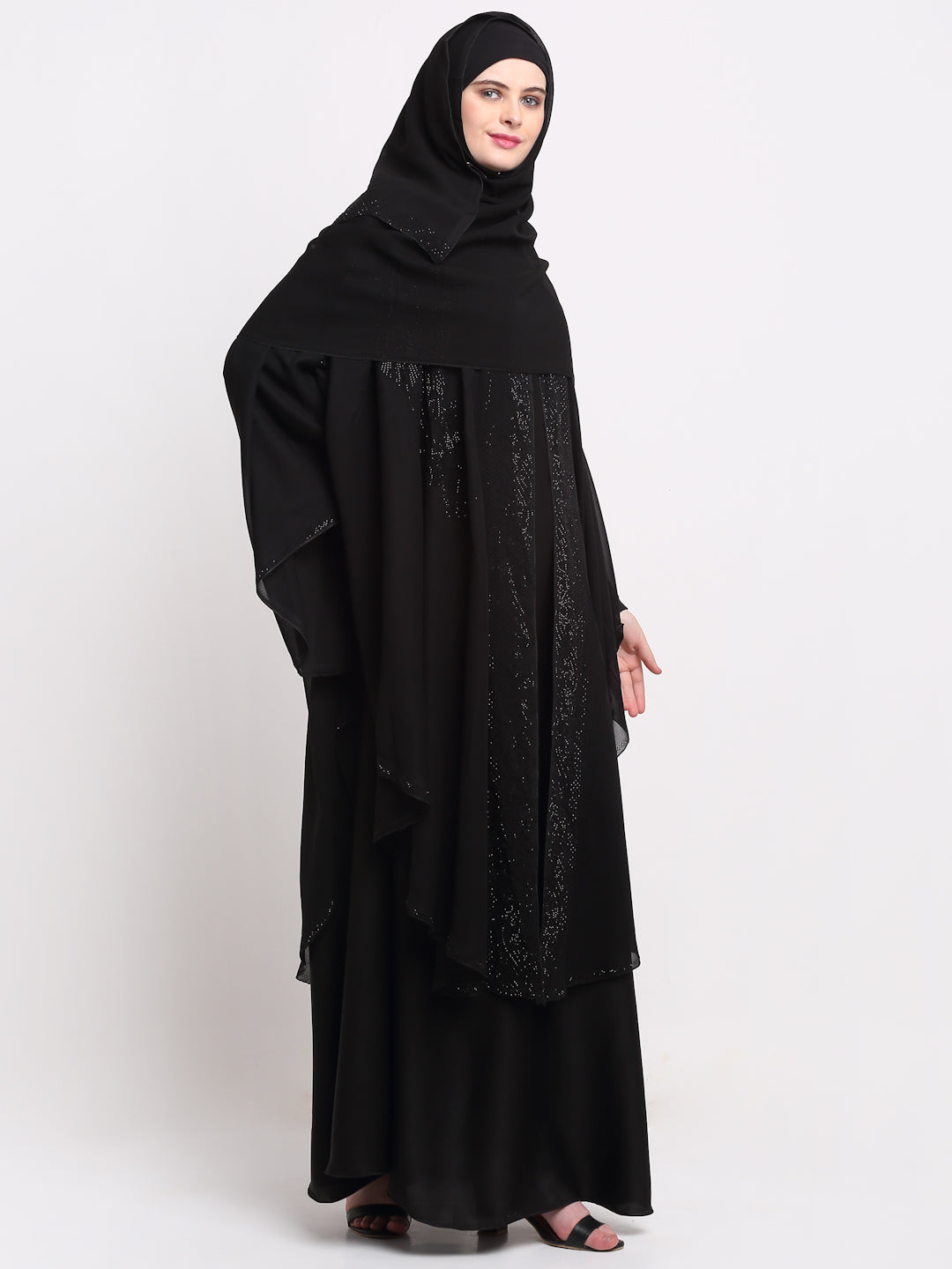 Klotthe Women Black Solid Burqa With Scarf