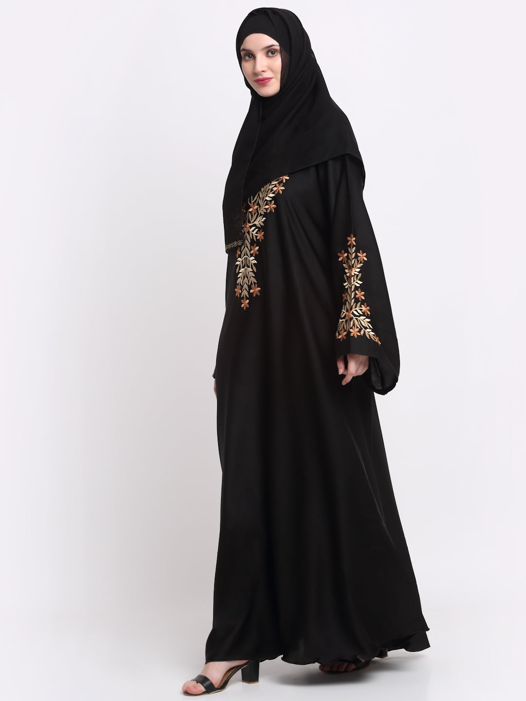 Klotthe Women Black Solid Burqa With Scarf