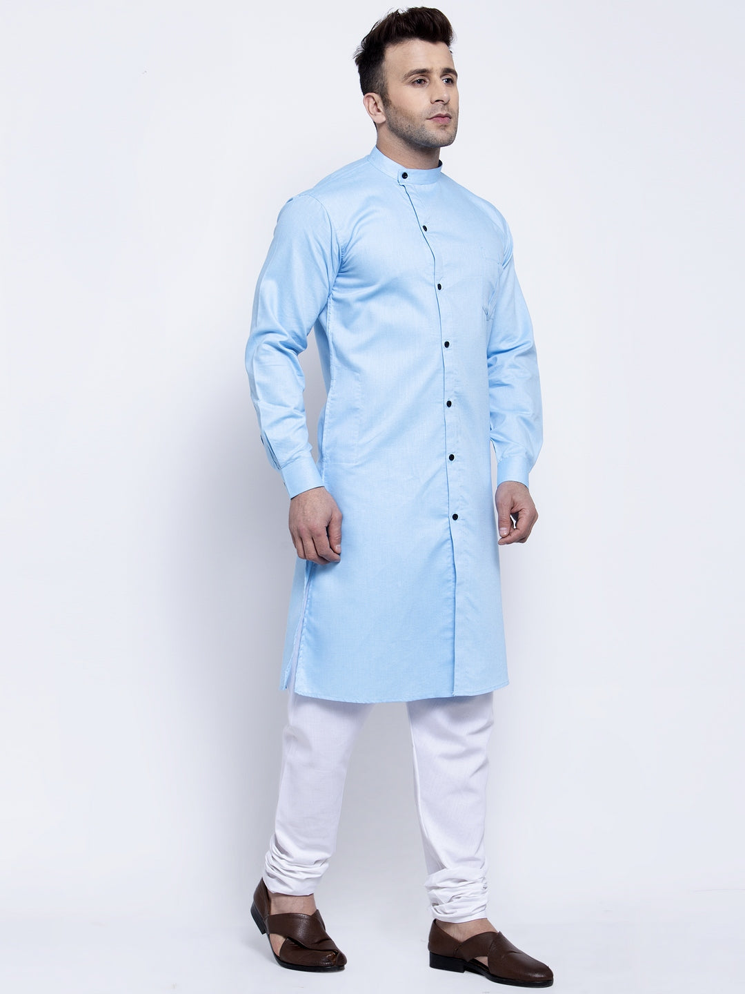 KLOTTHE SkyBlue Cotton Solid Kurtas
