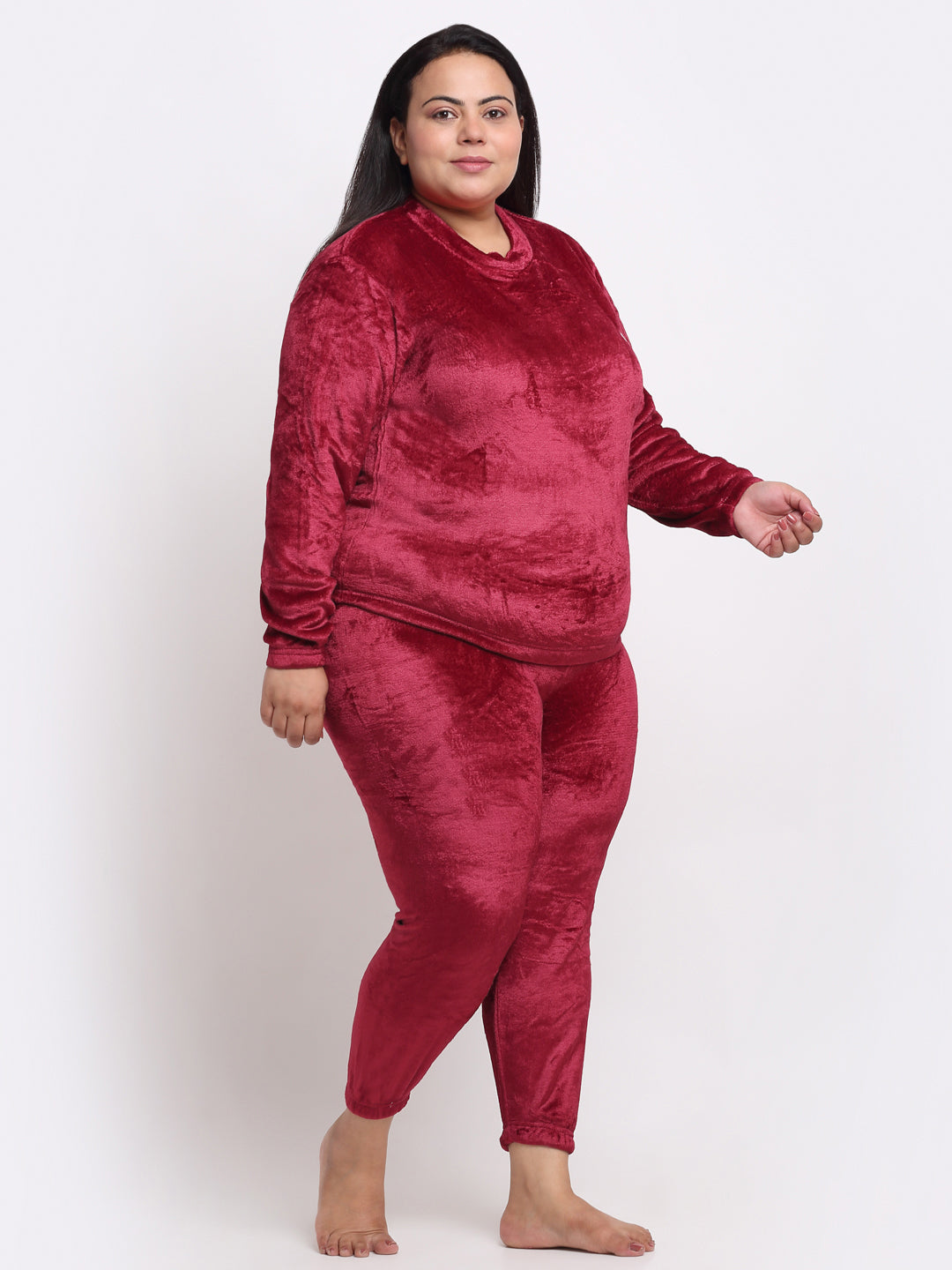 Klotthe Women Red Solid Wool Blend Night Suit