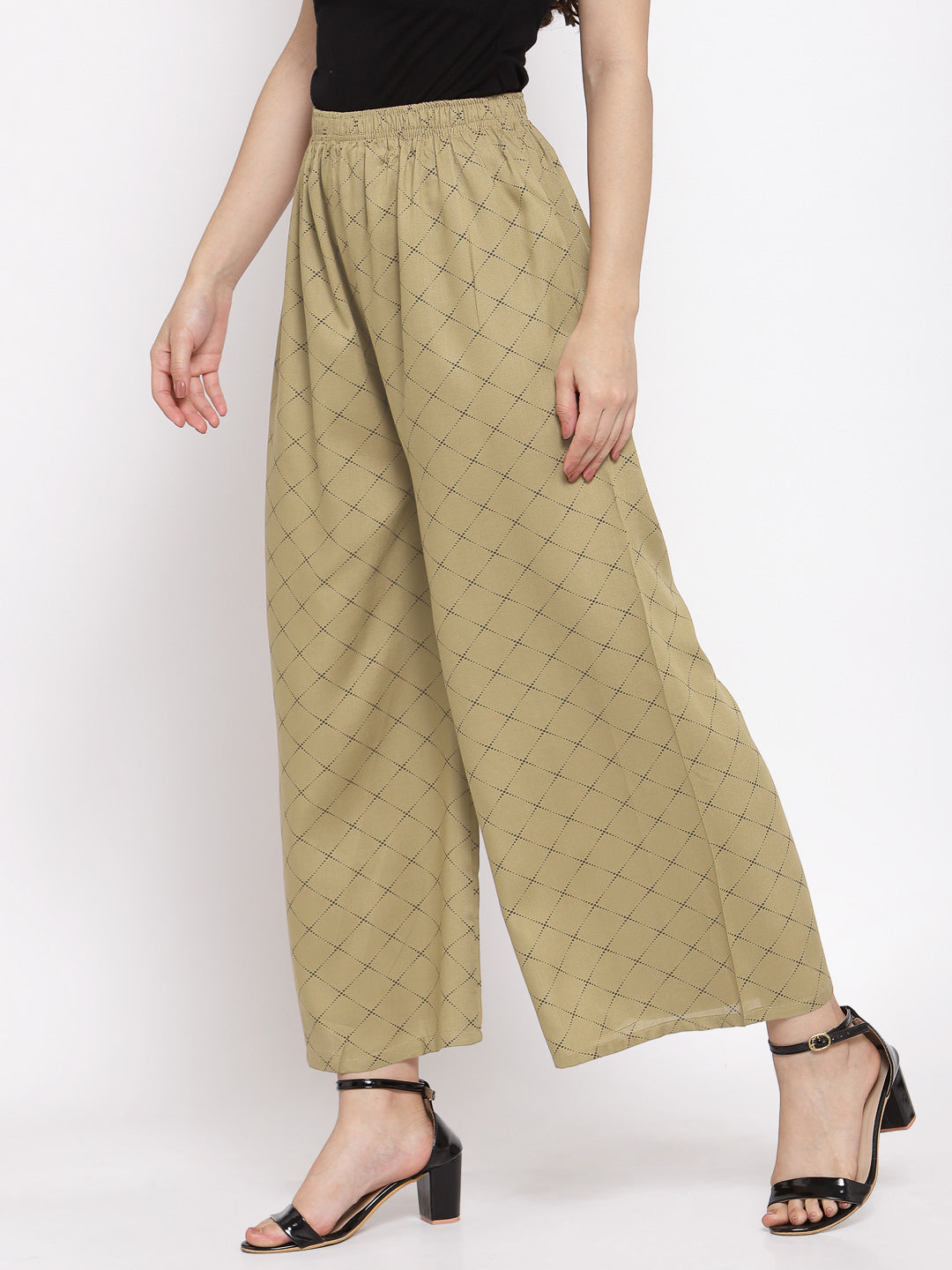 KLOTTHE Women Beige Wide Leg Palazzos