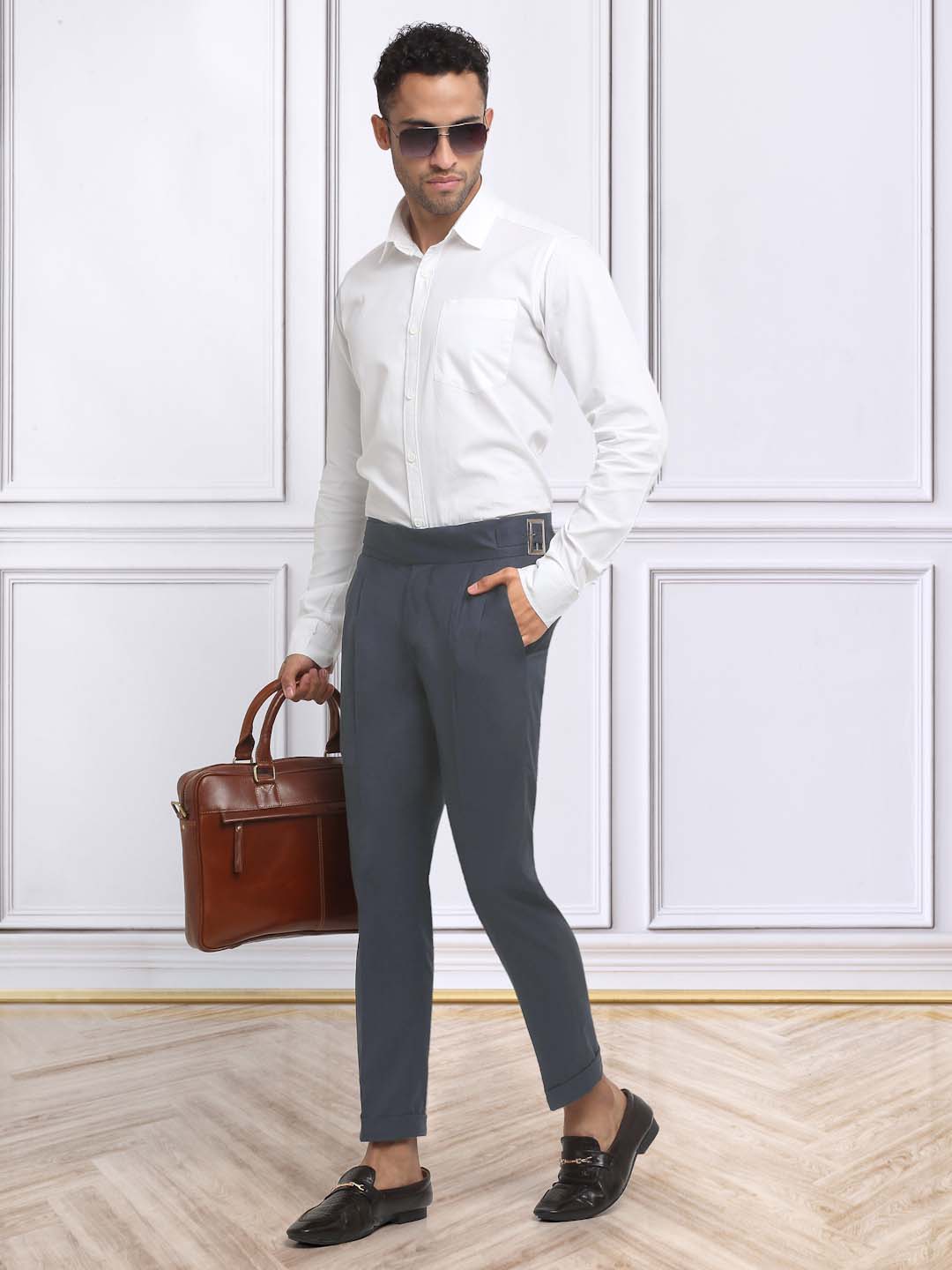 Italian Style Formal Gurkha Pant-LightBlue
