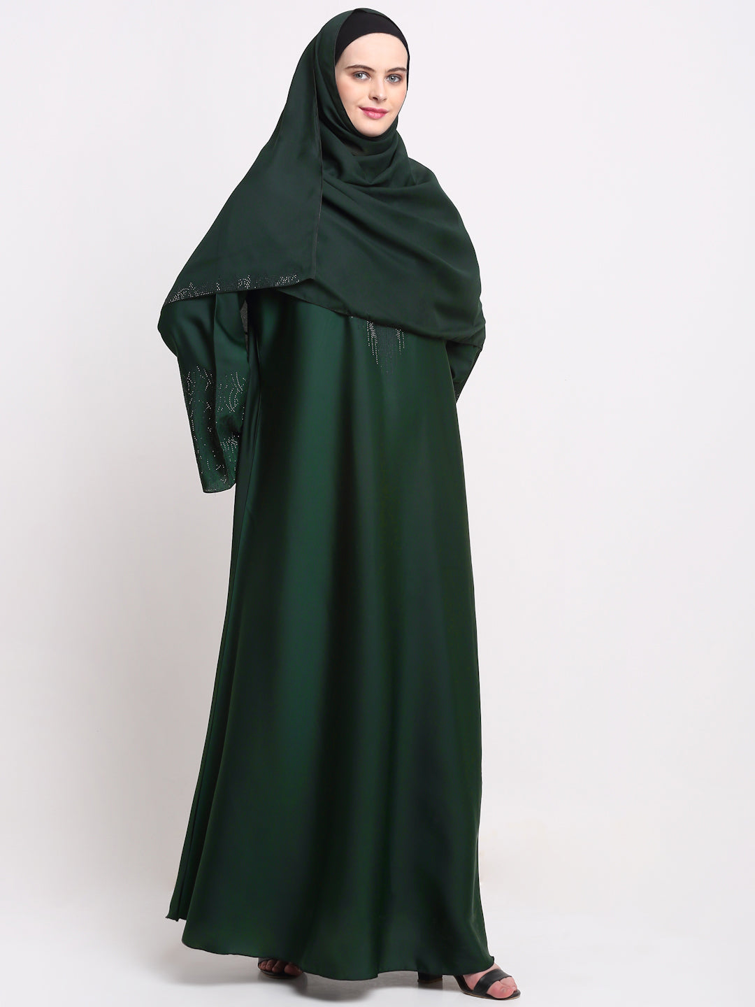 Klotthe Women Green Solid Burqa With Scarf