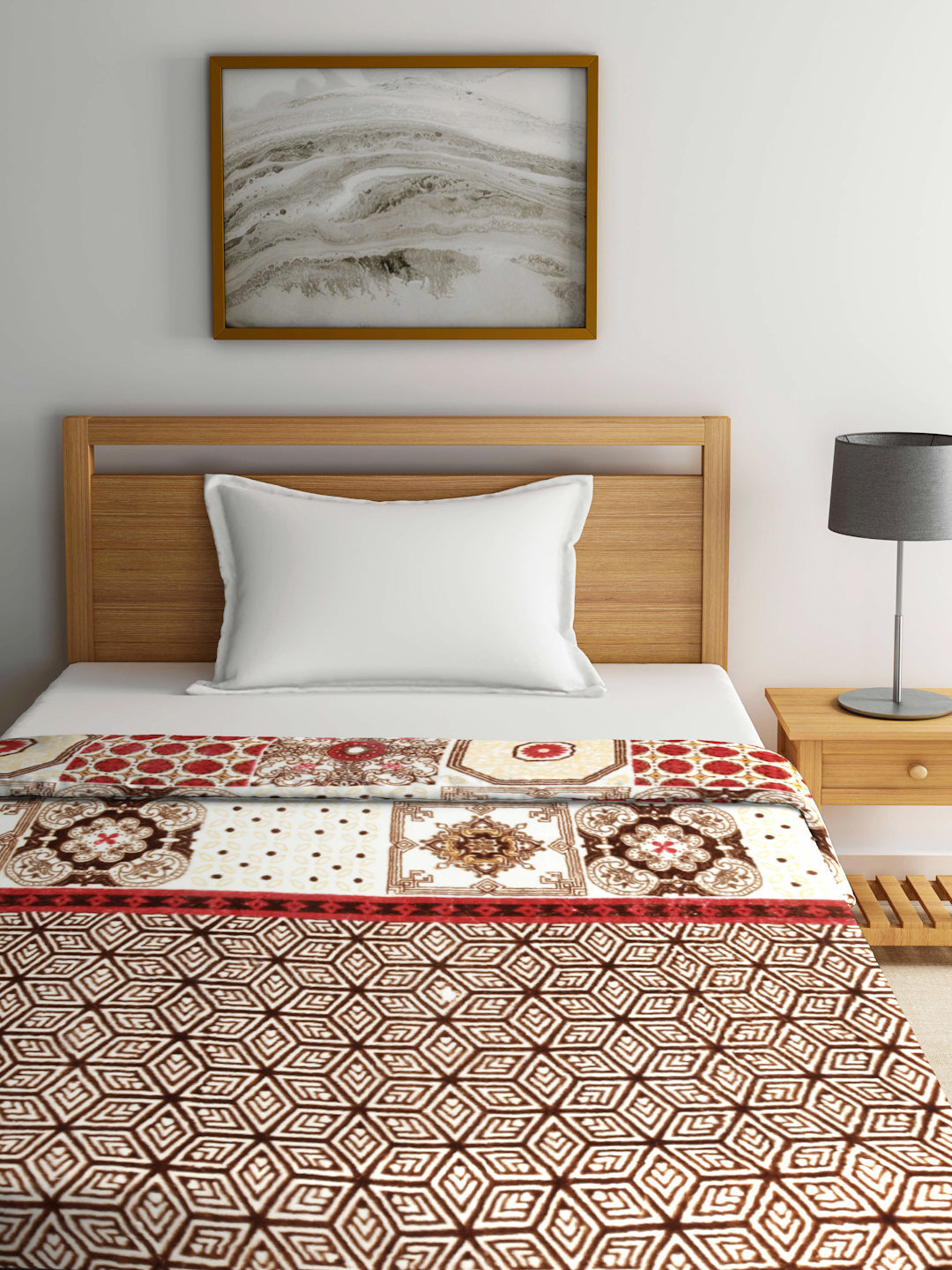Klotthe Unisex Brown Abstract Heavy Winter 1000 GSM Single Bed Blanket