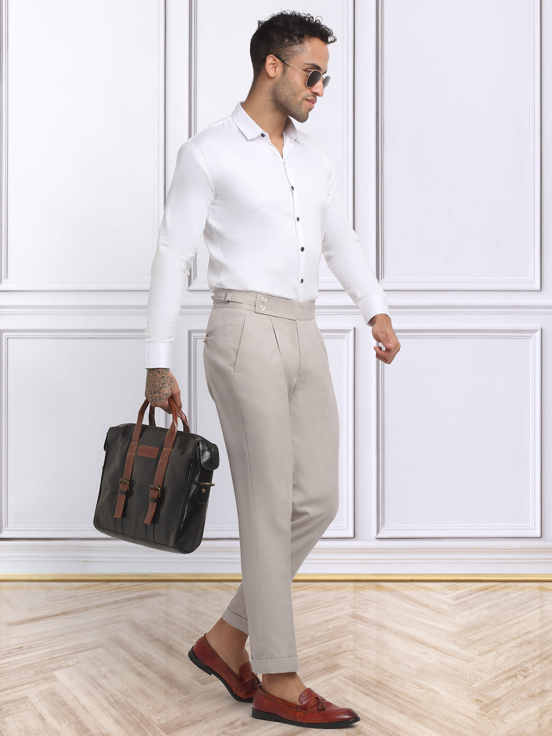 Italian Style Formal Gurkha Pant-Beige