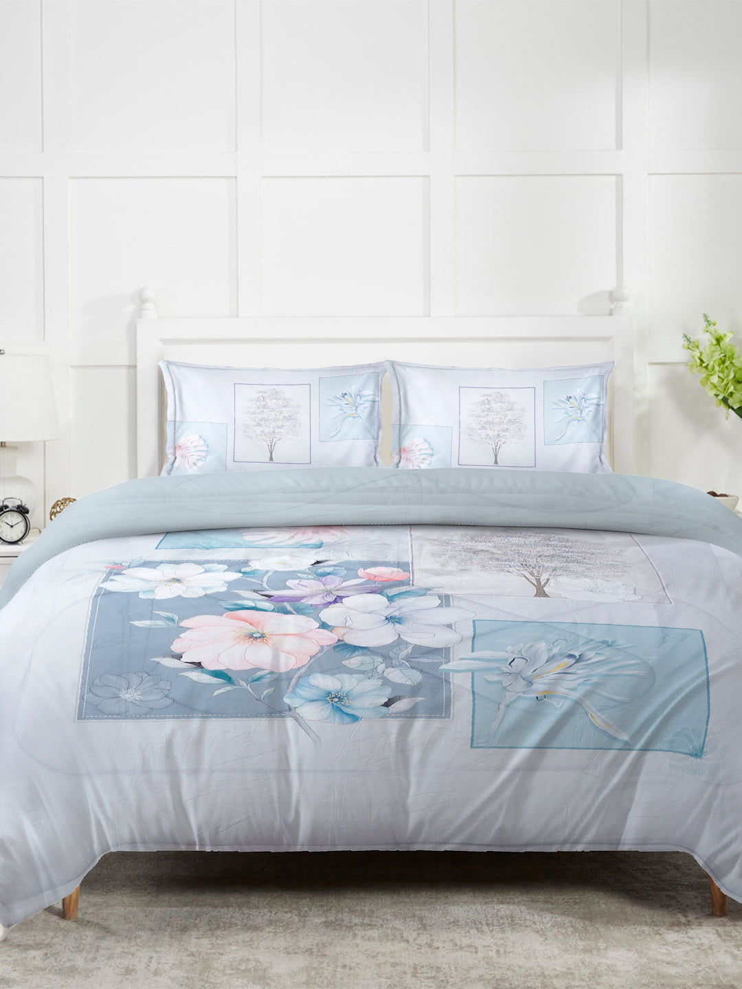 Klotthe Multicolor Floral Print Mild Winter Double King Bedding Set