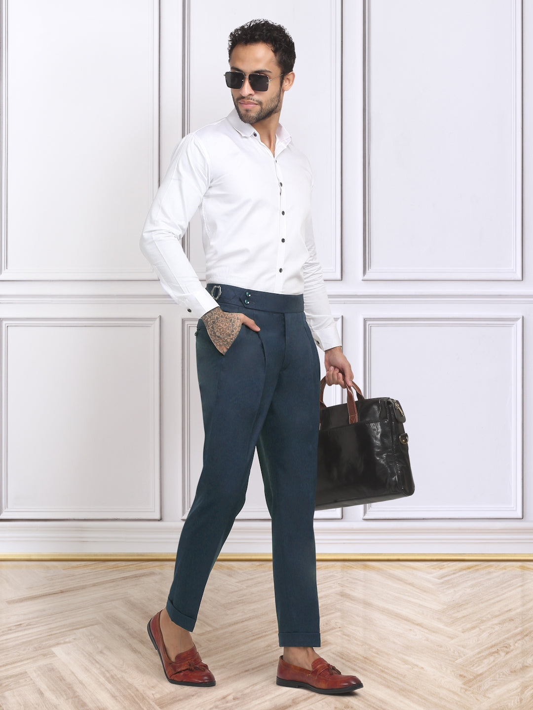 Klotthe Men's Slim Fit Formal Trouser-Navyblue