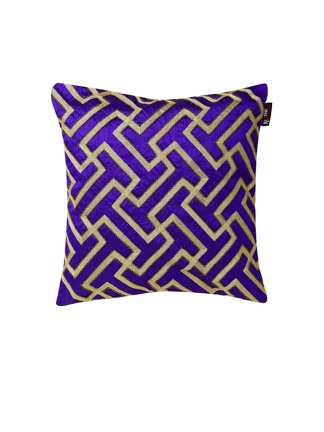 KLOTTHE Set of Two RoyalBlue Cotton Silk Embroidered Cushion Covers