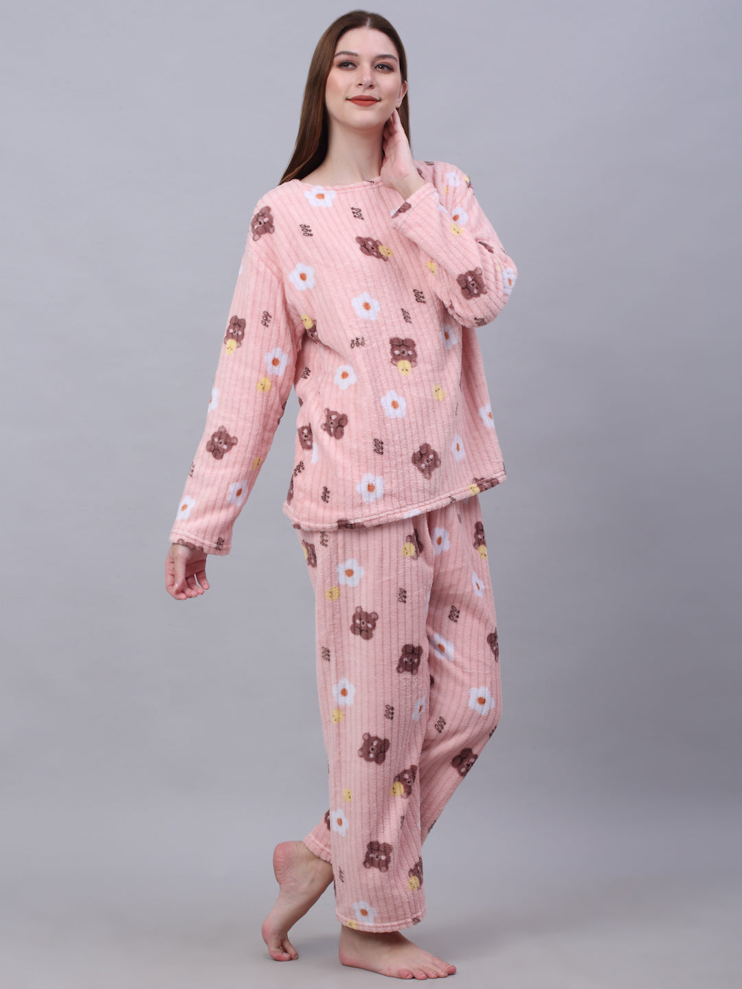Woolen Fleece Winter Warm Night Suit for Women by KLOTTHE®
