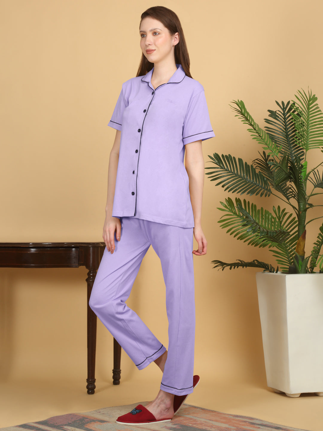 Solid Cotton Night Suits for Women by KLOTTHEĀ®